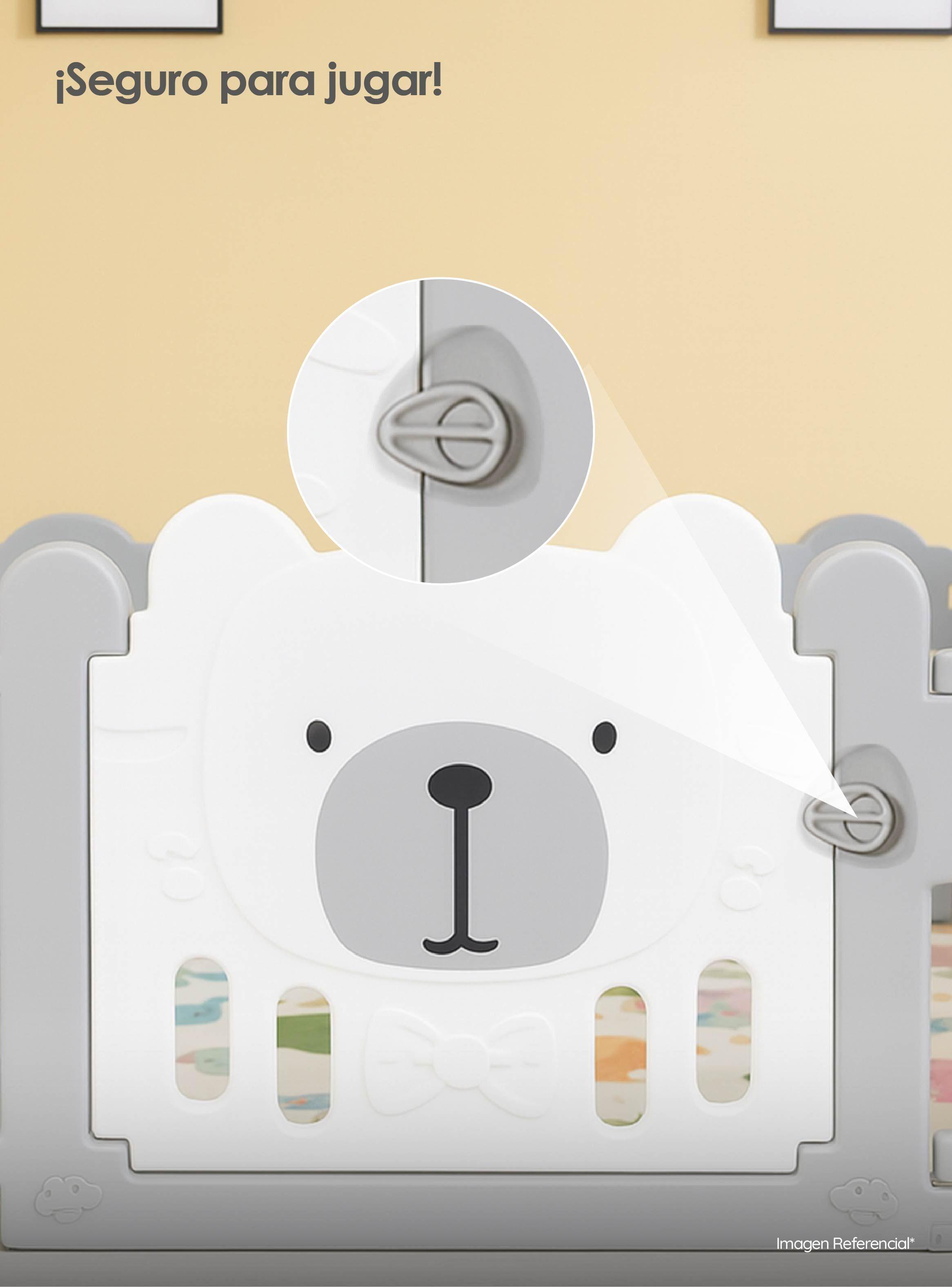 Corral Para Bebé Plegable Osito Portátil Con Panel Seguridad-4