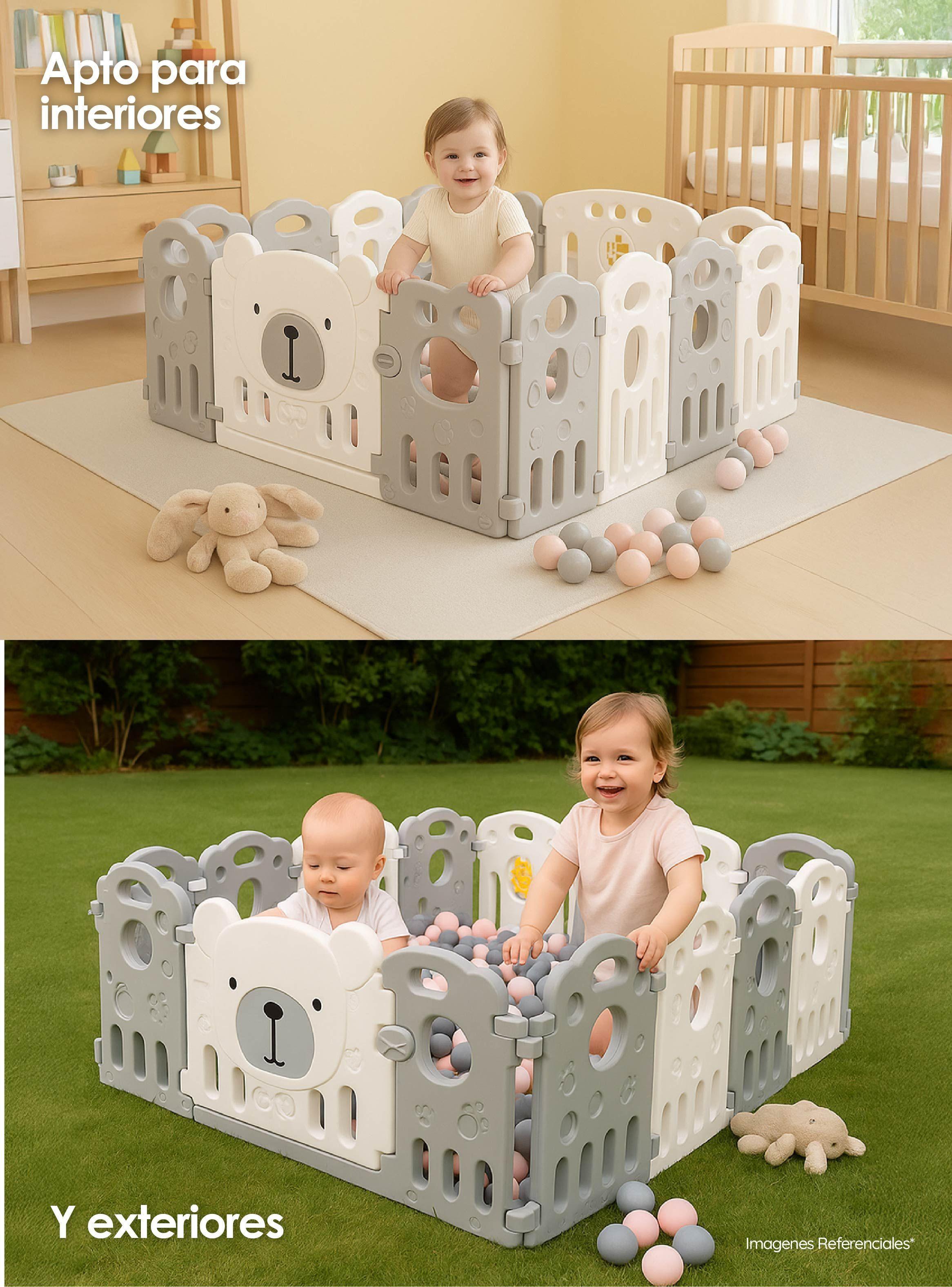 Corral Para Bebé Plegable Osito Portátil Con Panel Seguridad-7