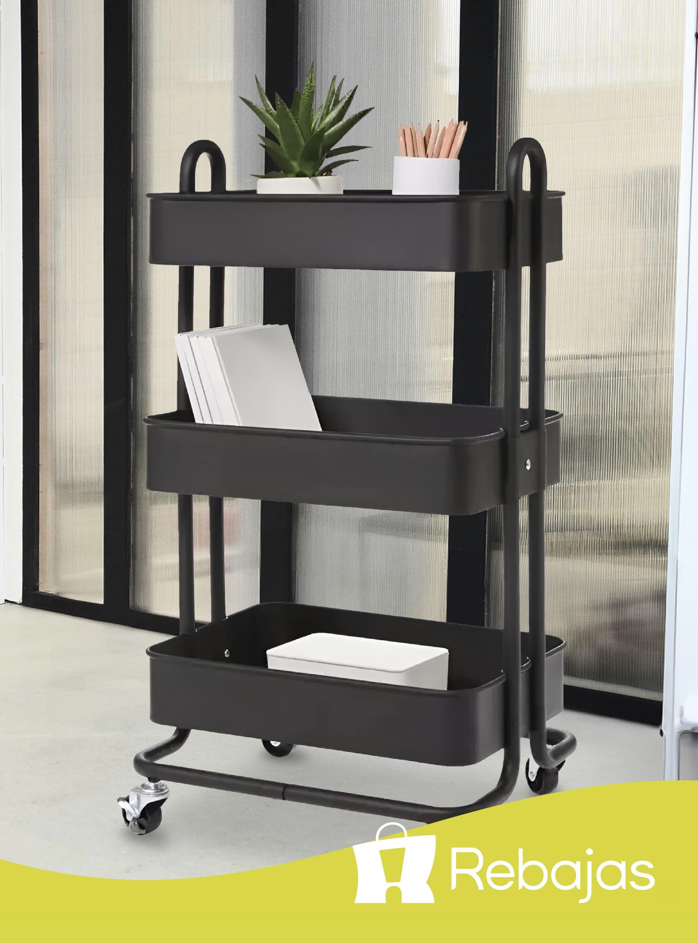 Carrito Organizador Multiuso 3 Niveles De Acero Ruedas Negro-5