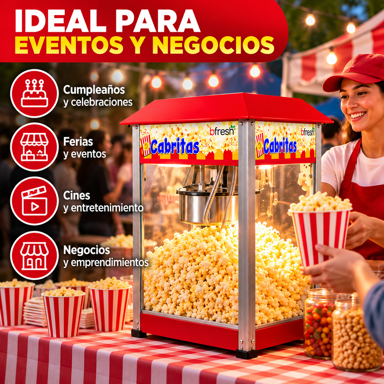 Máquina De Cabritas PopCorn Profesional 8oz Bfresh-2
