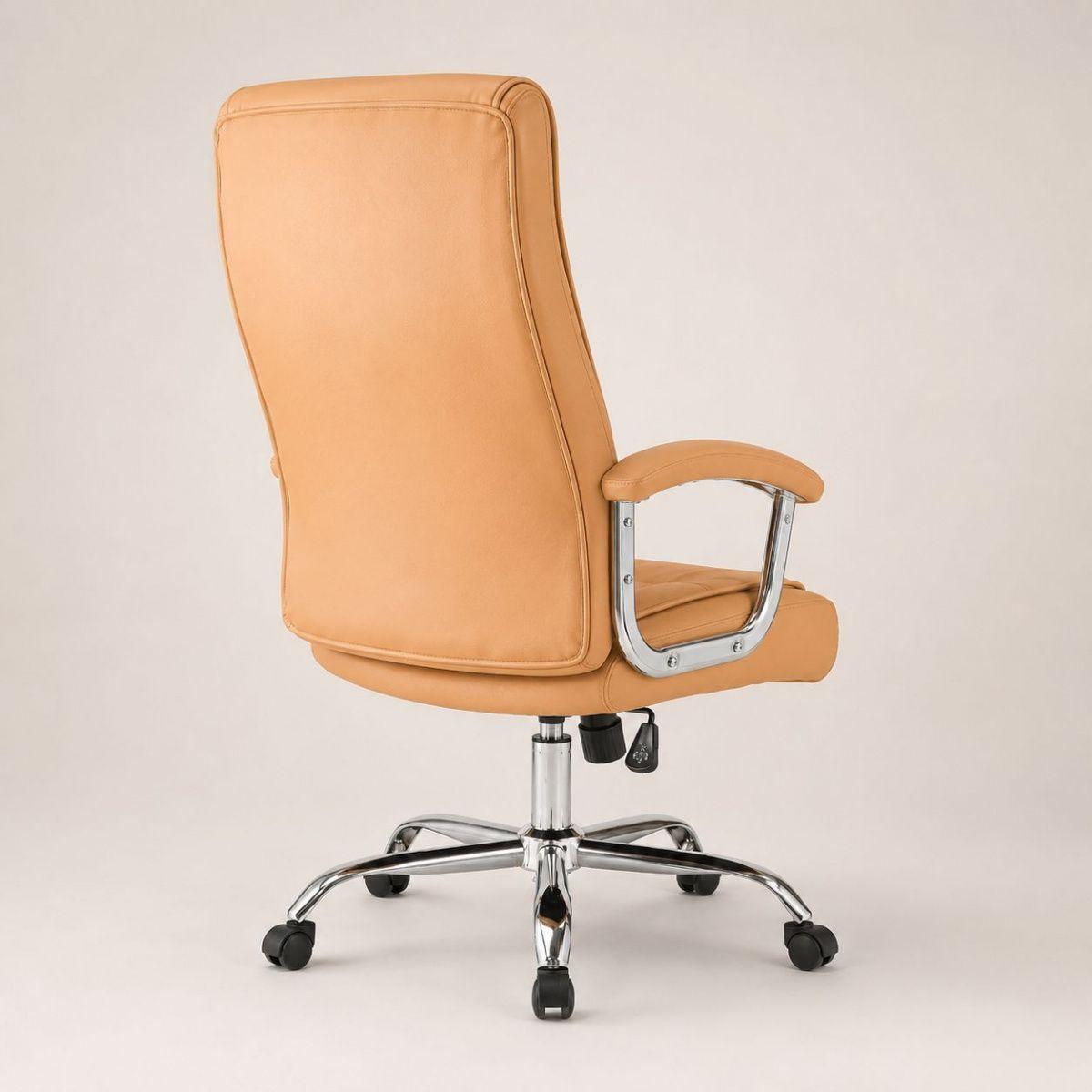 Silla Ejecutiva Magnus Caramelo  con Respaldo Alto Acolchado, Ruedas y Base Cromada para Oficina-6