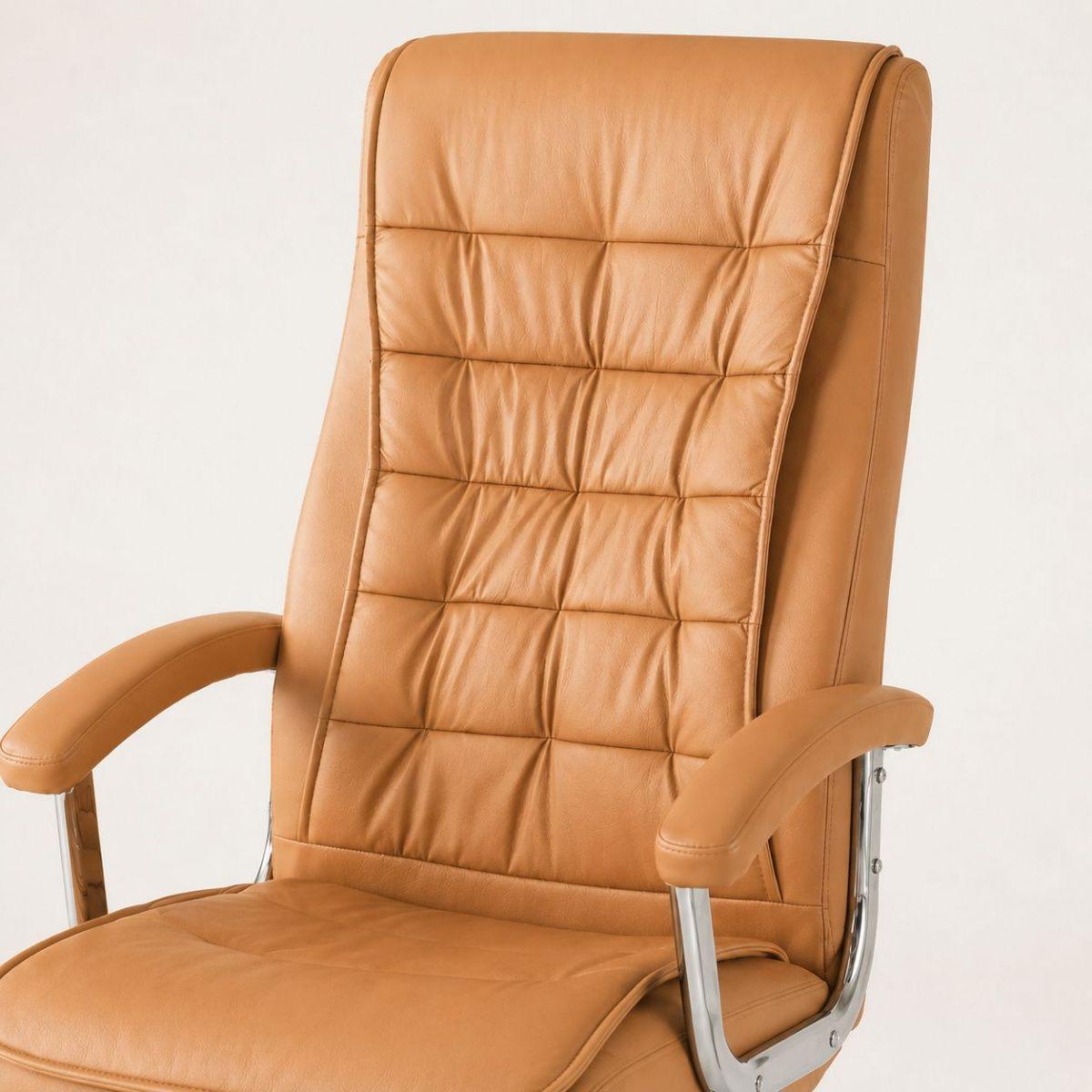 Silla Ejecutiva Magnus Caramelo  con Respaldo Alto Acolchado, Ruedas y Base Cromada para Oficina-7