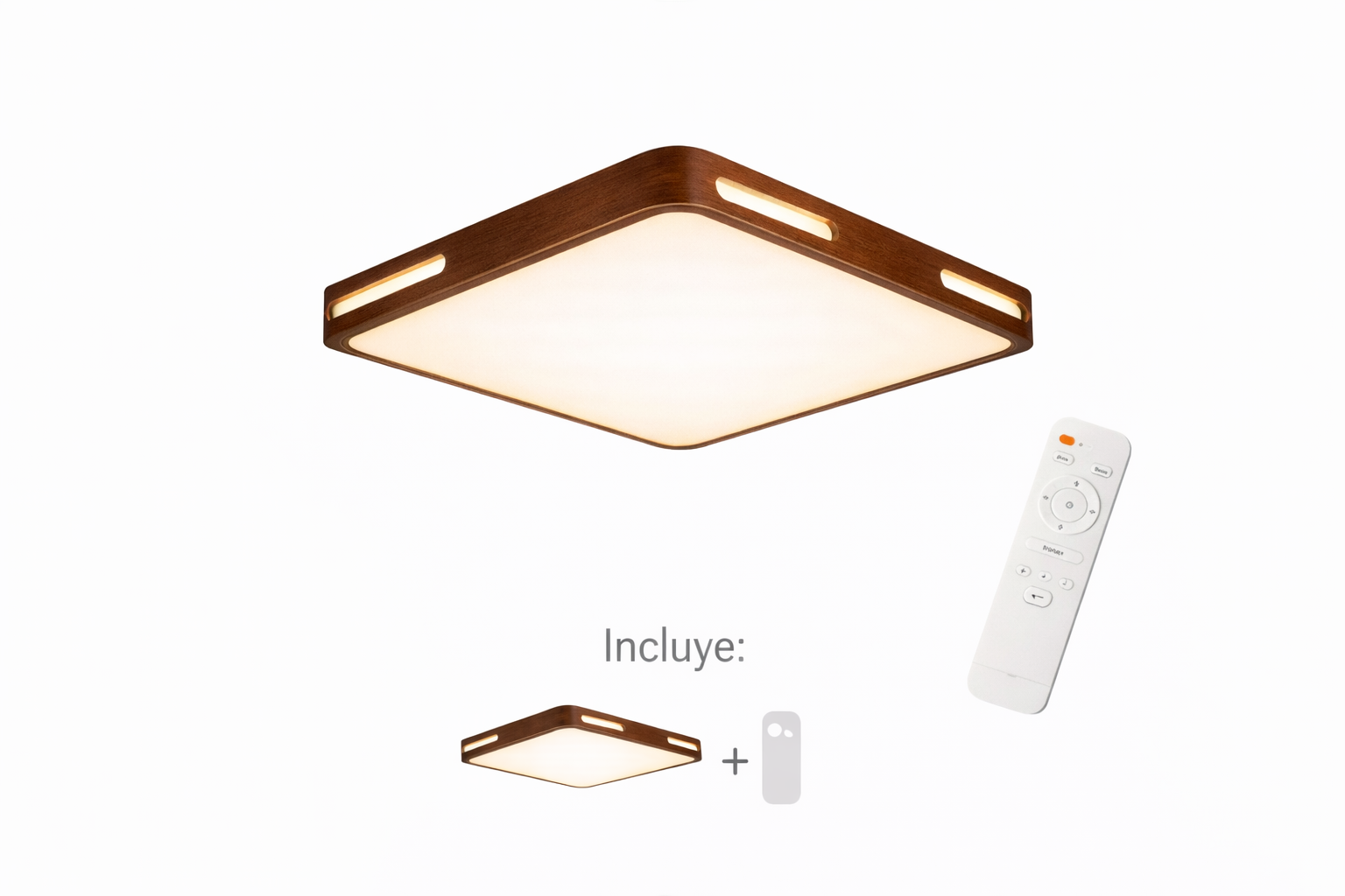 Plafón LED Cuadrado Saiph 36W Caoba 30cm con Control-2