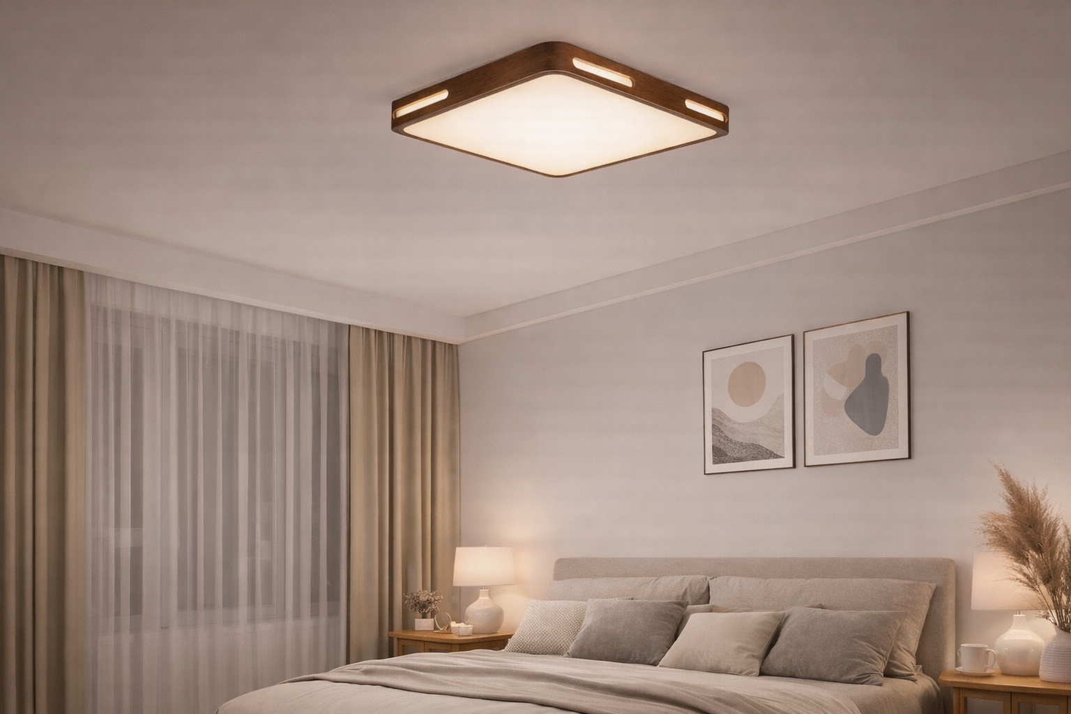 Plafón LED Cuadrado Saiph 36W Caoba 30cm con Control-5