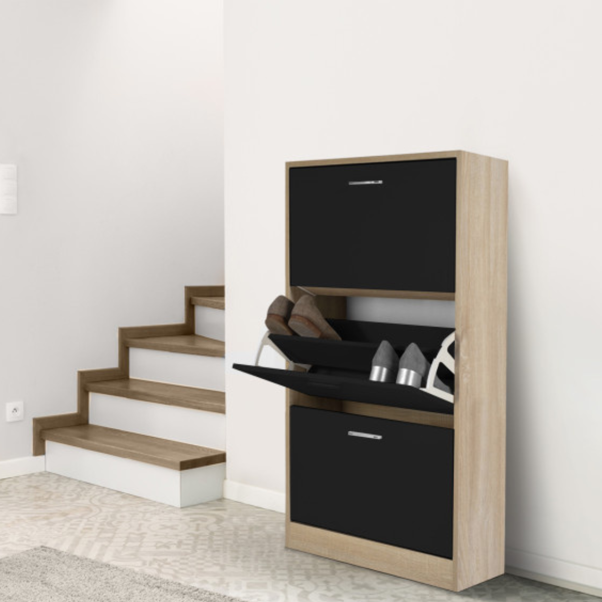zapatero Velux organizador 3 puertas color marron con negro-6