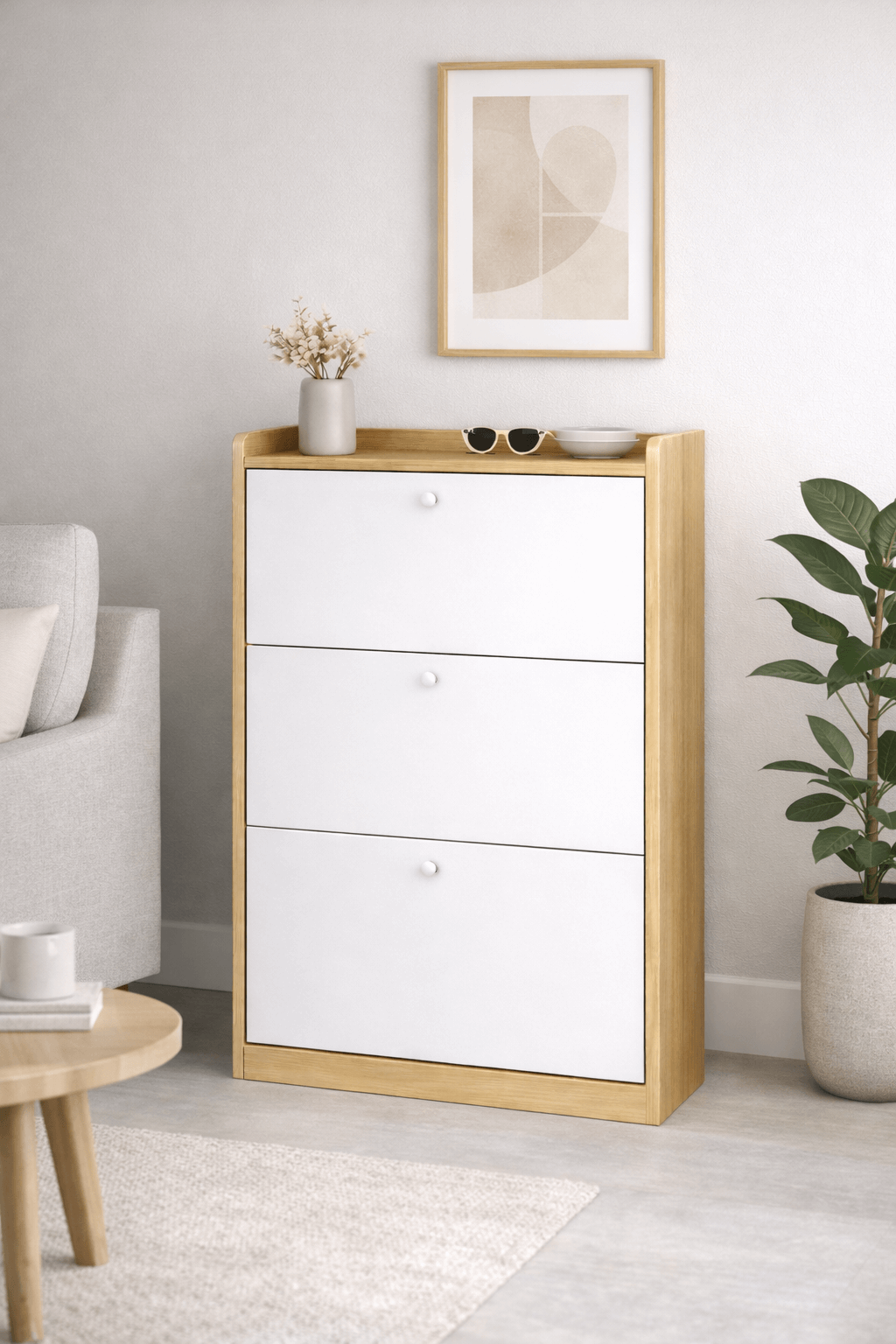 Zapatero Compacto Velux Nordic Blanco/Madera 18 Pares MDP 15mm 114×60×24-3