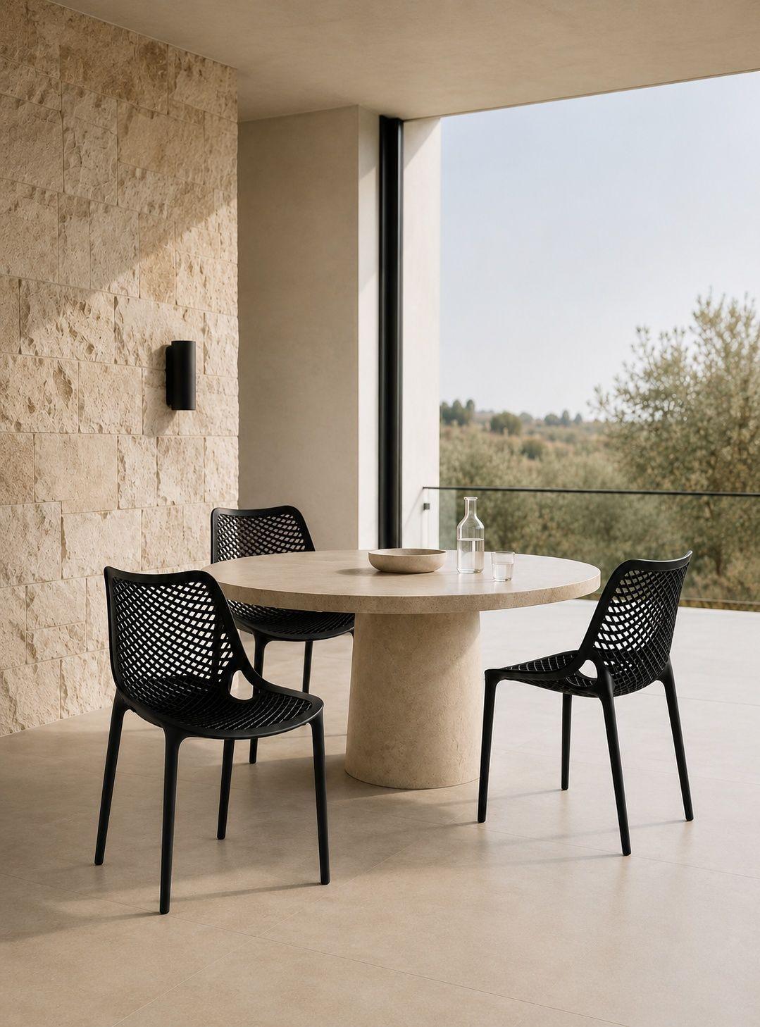 Silla Urban Noir para Restaurant o Terraza, Duradera, Moderna y Apta para Interior y Exterior-0
