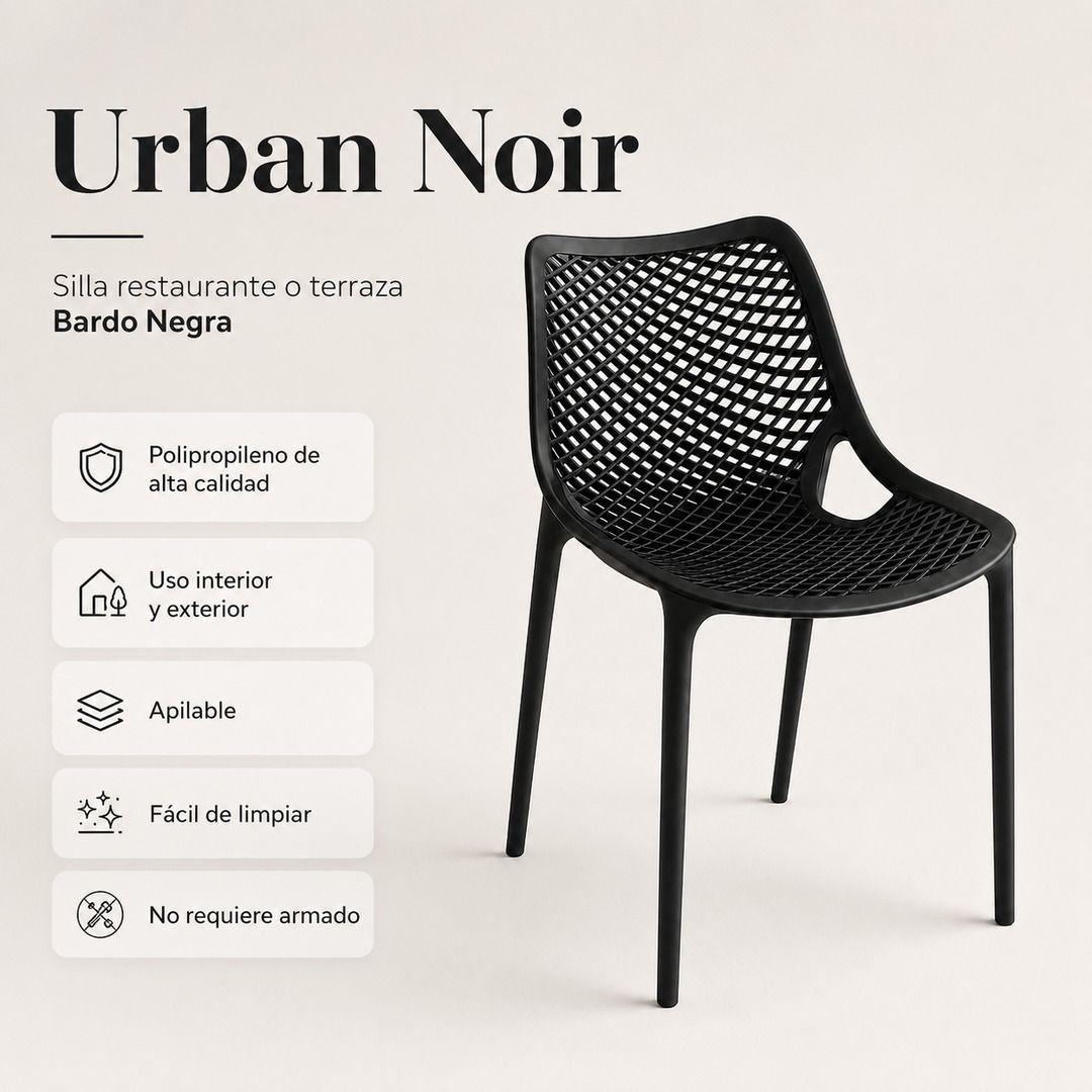 Silla Urban Noir para Restaurant o Terraza, Duradera, Moderna y Apta para Interior y Exterior-2