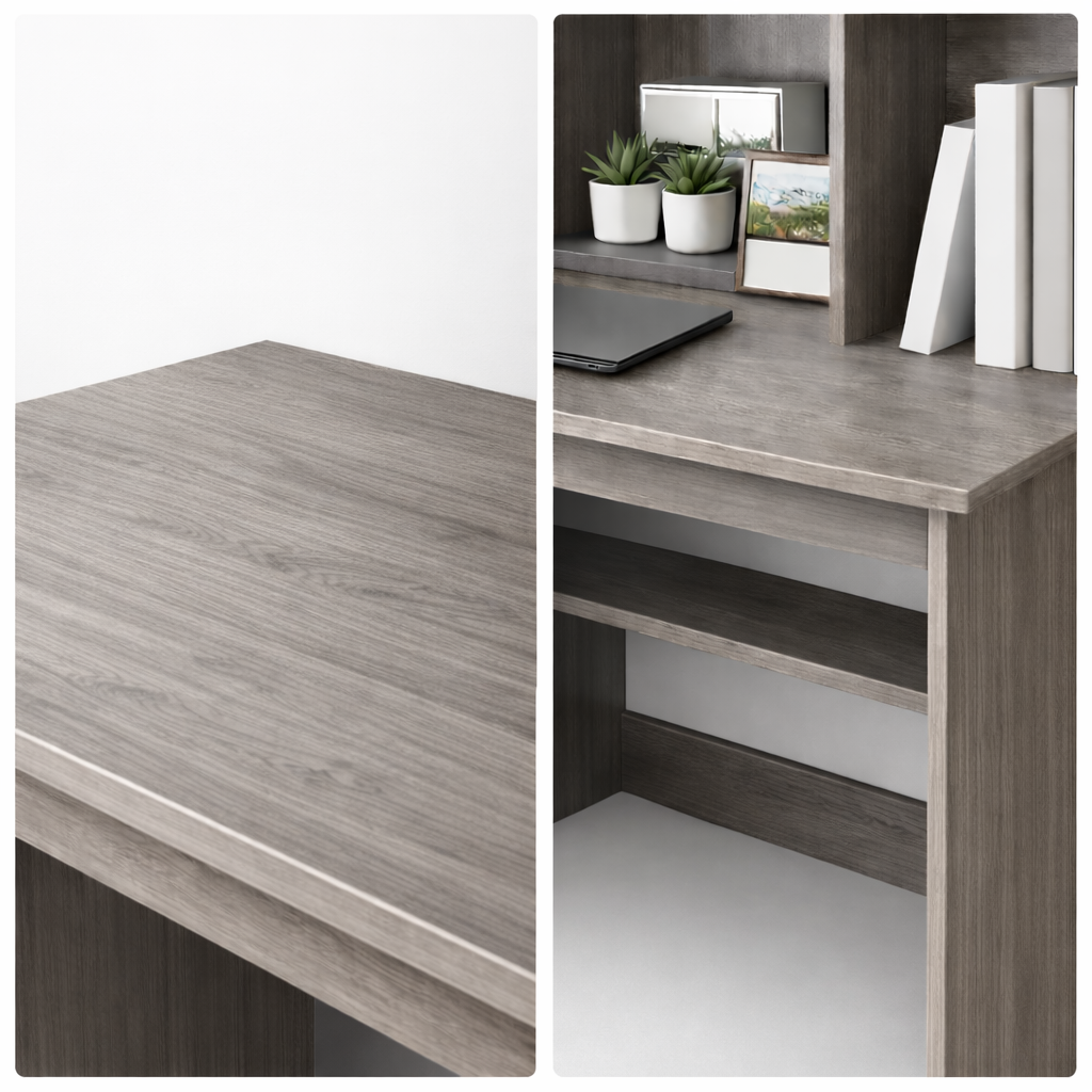 Escritorio Multifuncional Home Office 120×45 cm Gris Módulo Superior y Cajones-3
