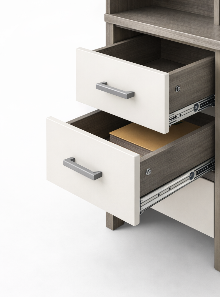 Escritorio Multifuncional Home Office 120×45 cm Gris Módulo Superior y Cajones-4