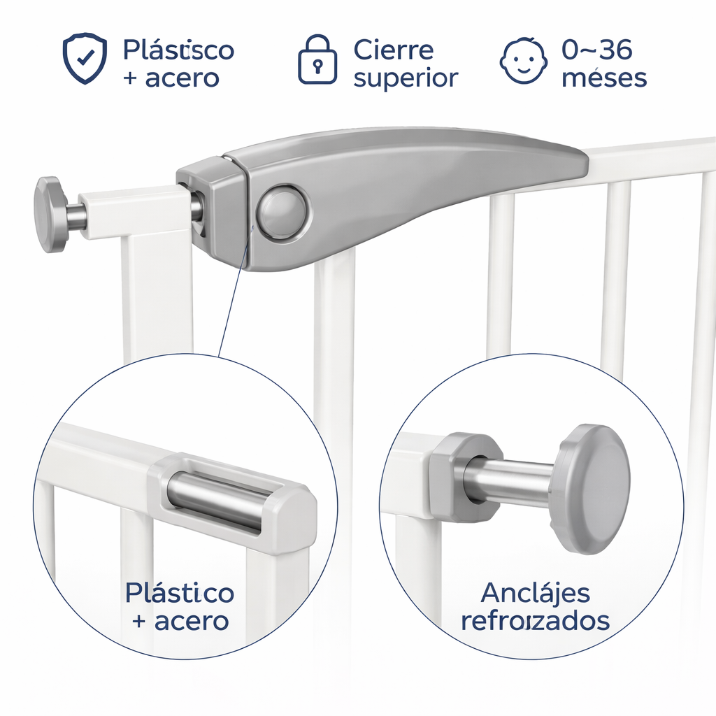 Reja Seguridad Bebé 75–85 cm Ajustable Puertas y Escaleras-3