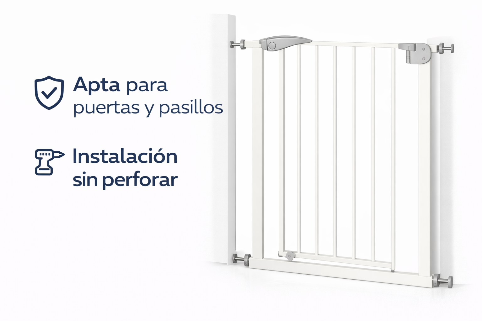 Reja Seguridad Bebé 75–85 cm Ajustable Puertas y Escaleras-5