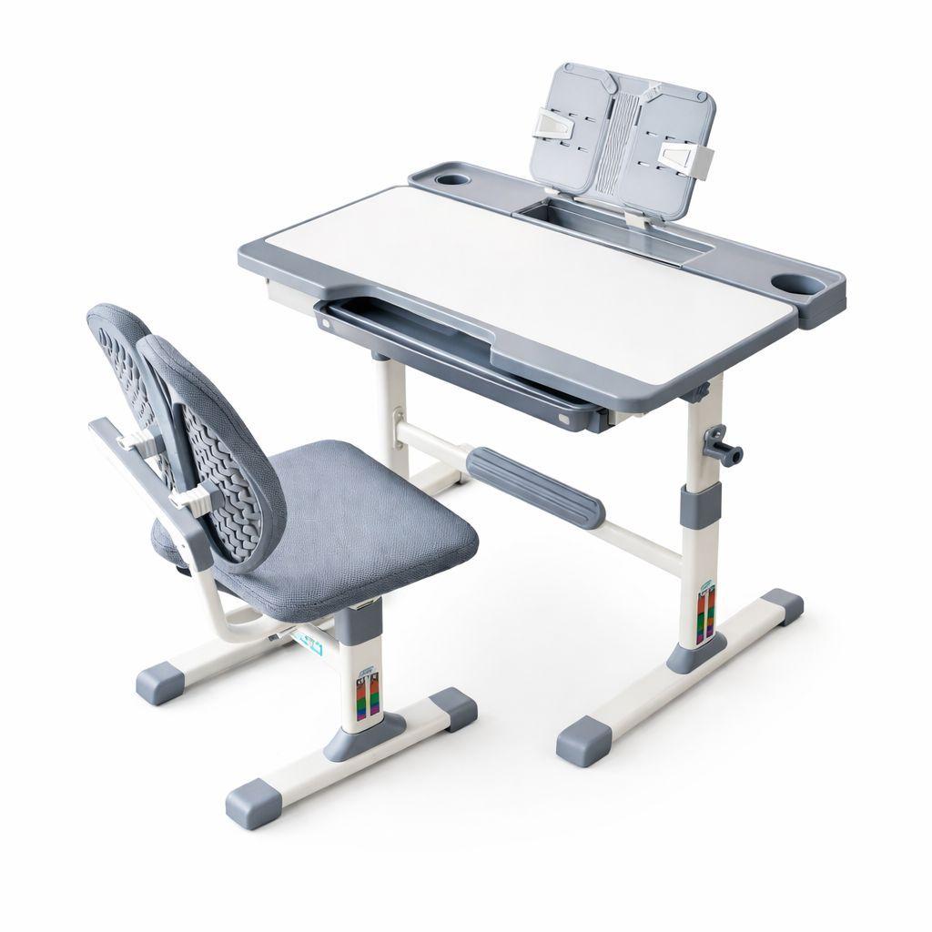 Escritorio Infantil Gris Con Silla Ergonomica Ajustable-2