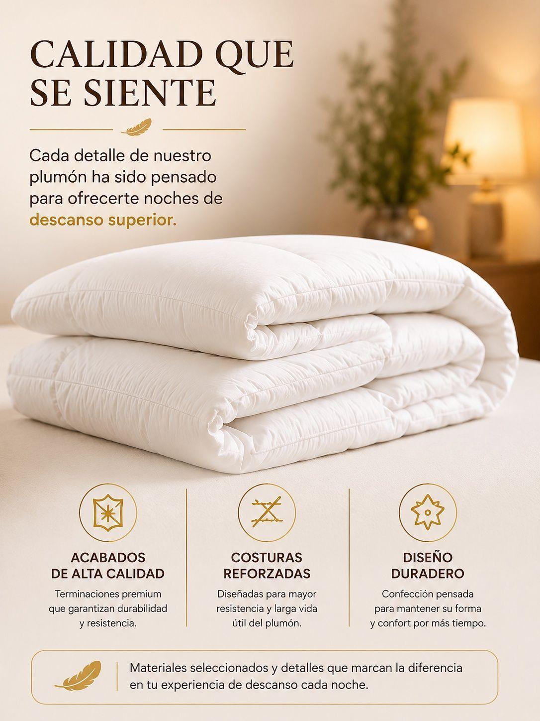 Plumon 2 plaza Invierno Premium 90% pluma de pecho ganso-3
