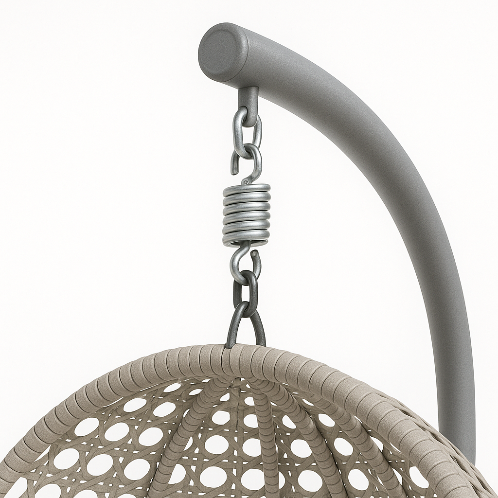 Reposera Colgante Ovalada Gris Tipo Rattan 196×110×105-3