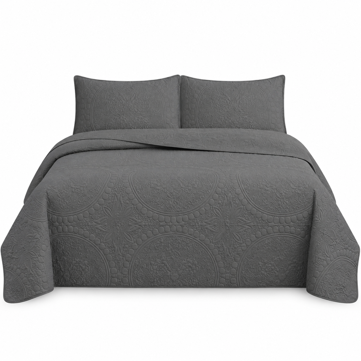 Cubrecama Verano Quilt Wonder King 250x240 Cm Reversible 2 Fundas Gris-0