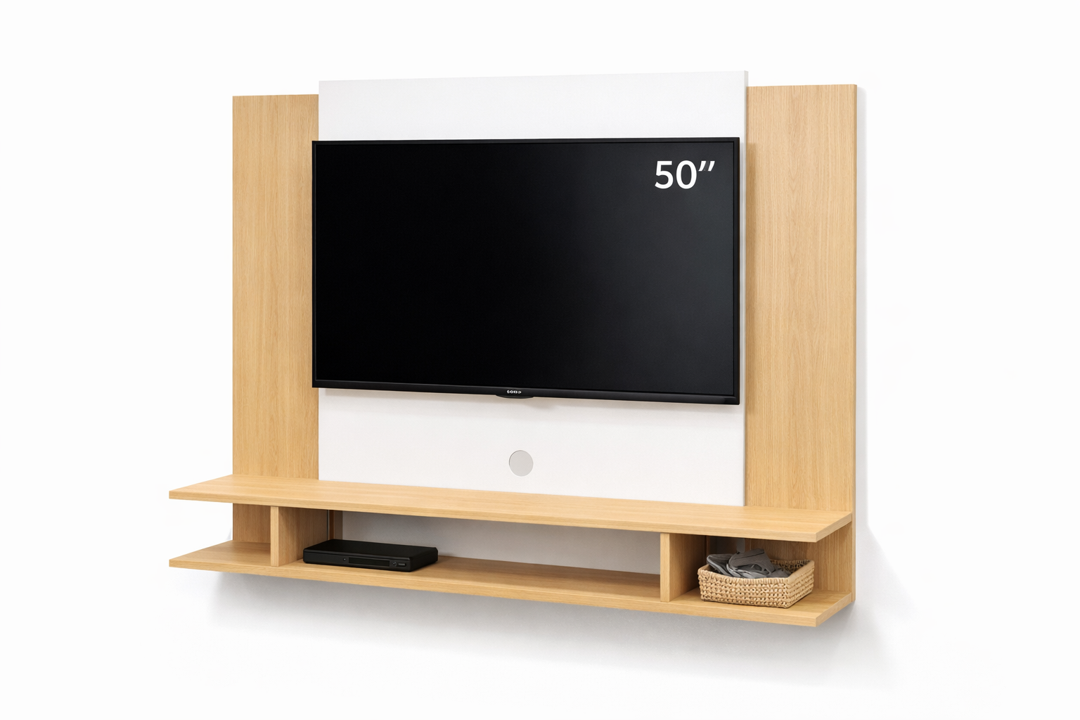 Panel de Televisión 50” Diseño Moderno Madera Clara MDF Moderno 118,5 cm-3