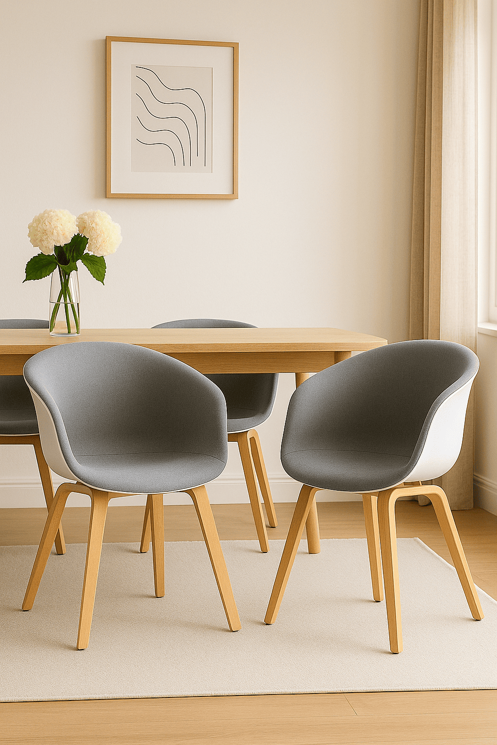 Pack 2 Sillas De Comedor Acolchada Ergonómico Respaldo Curvo Liso Gris-4