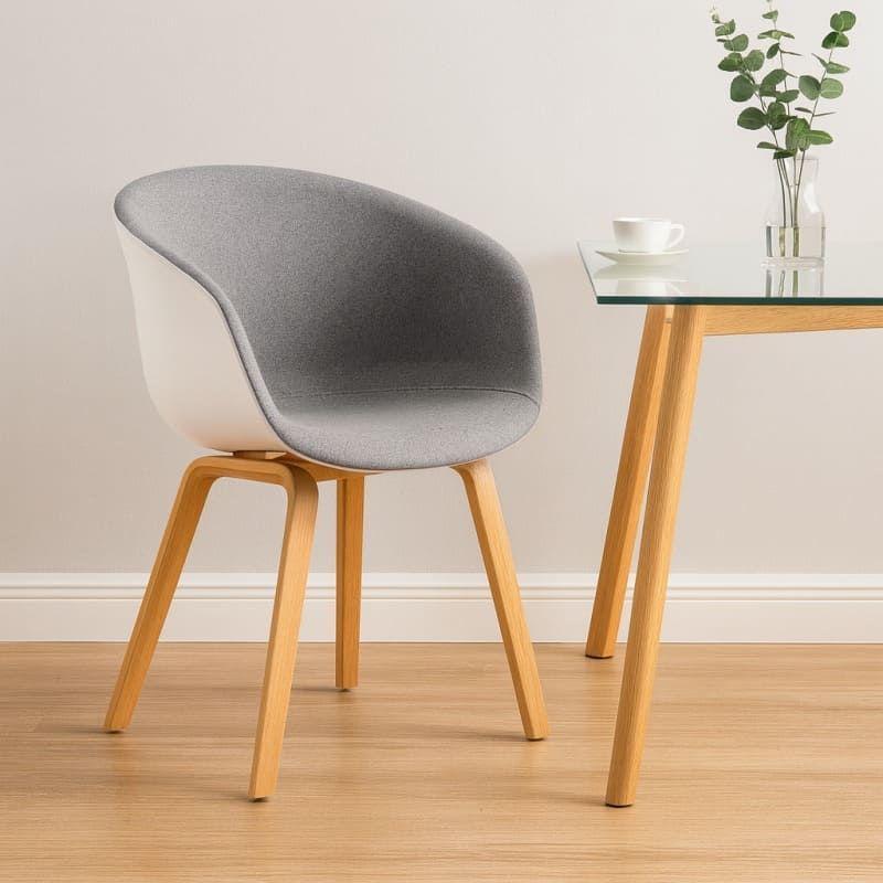 Pack 2 Sillas De Comedor Acolchada Ergonómico Respaldo Curvo Liso Gris-6