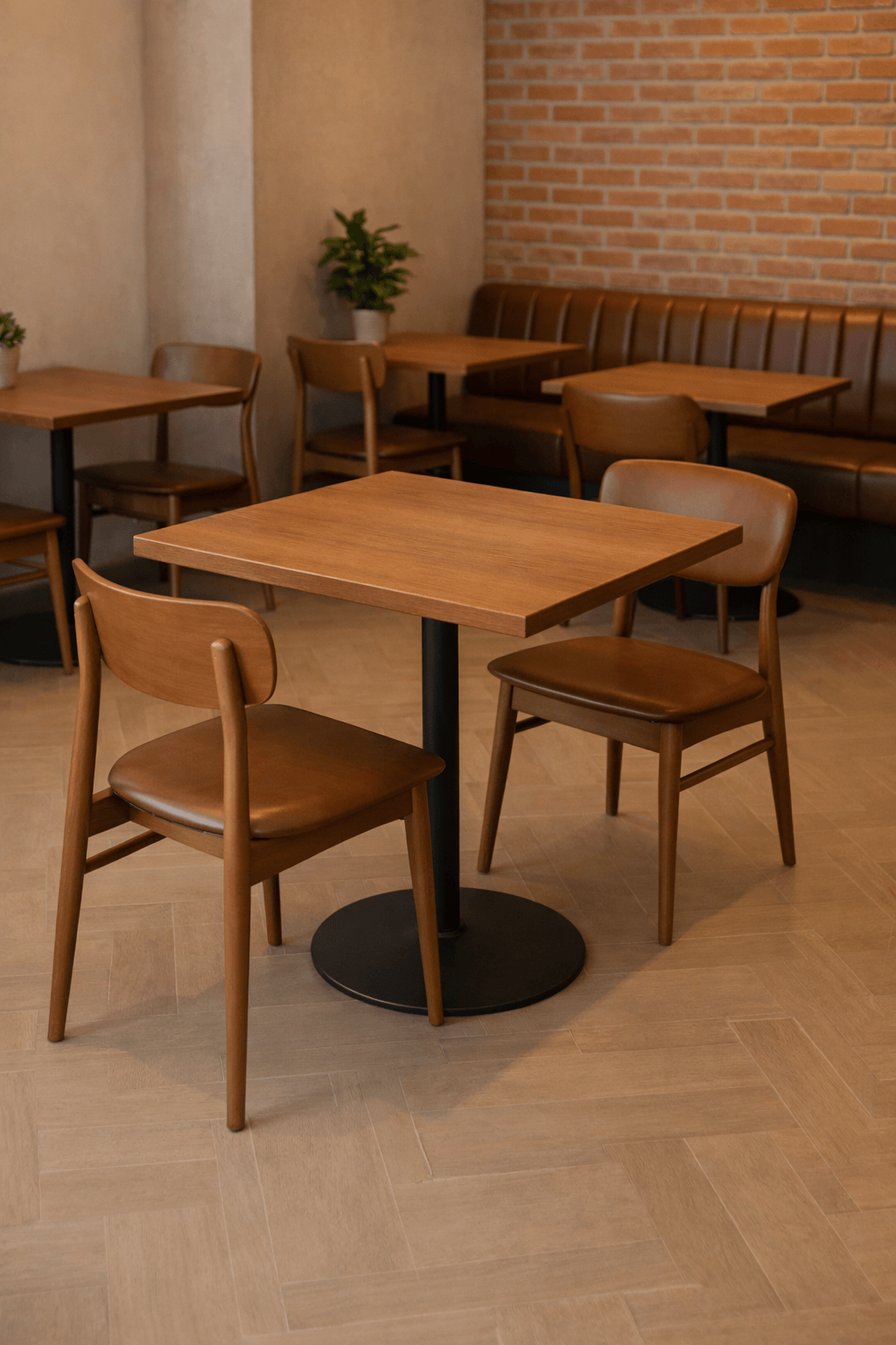 Mesa 70×70 Estilo Madera con Estructura de Hierro Profesional para Restaurant-5