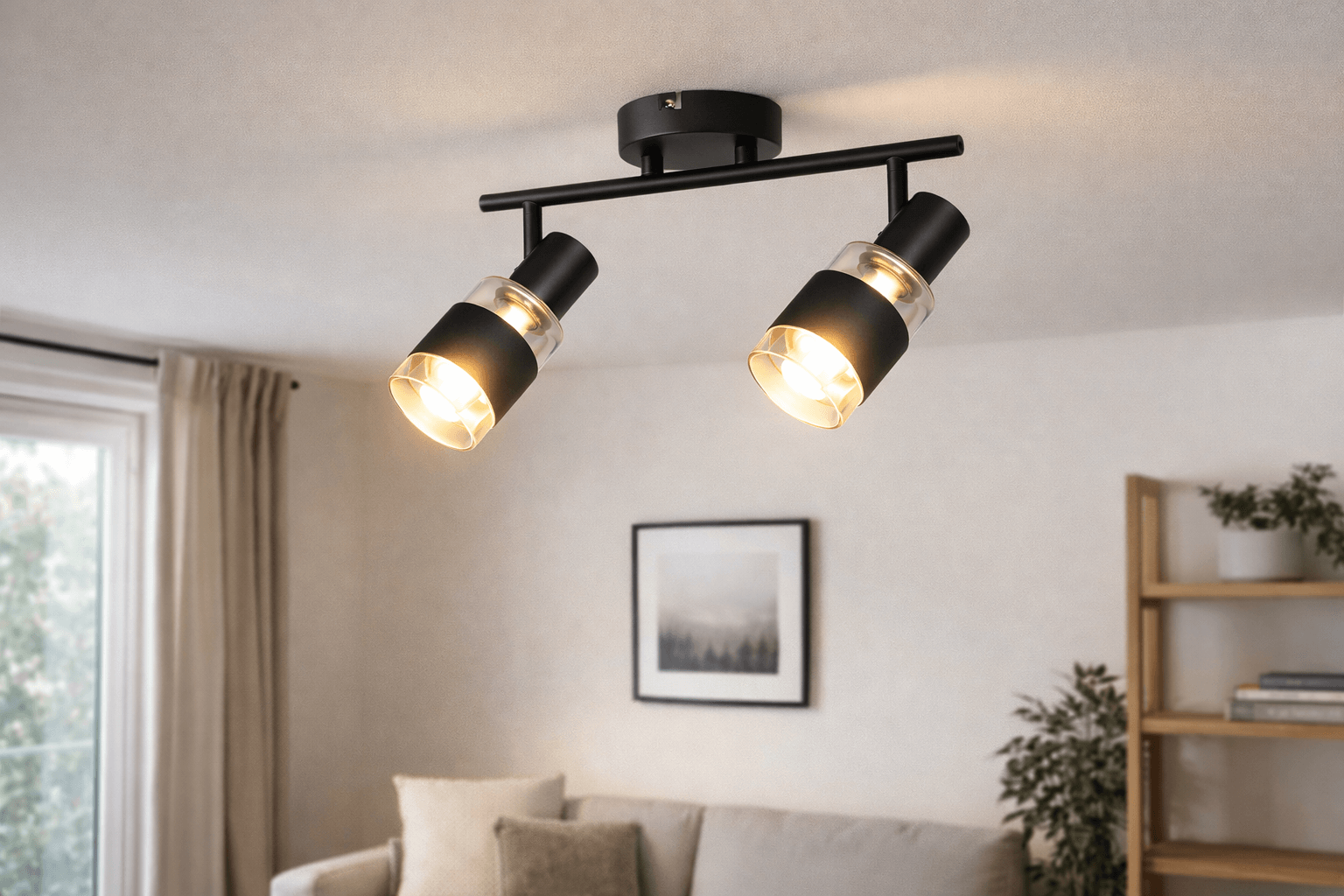 Apliqué Doble Konnergie Negro 2 Luces E14 Orientable-4