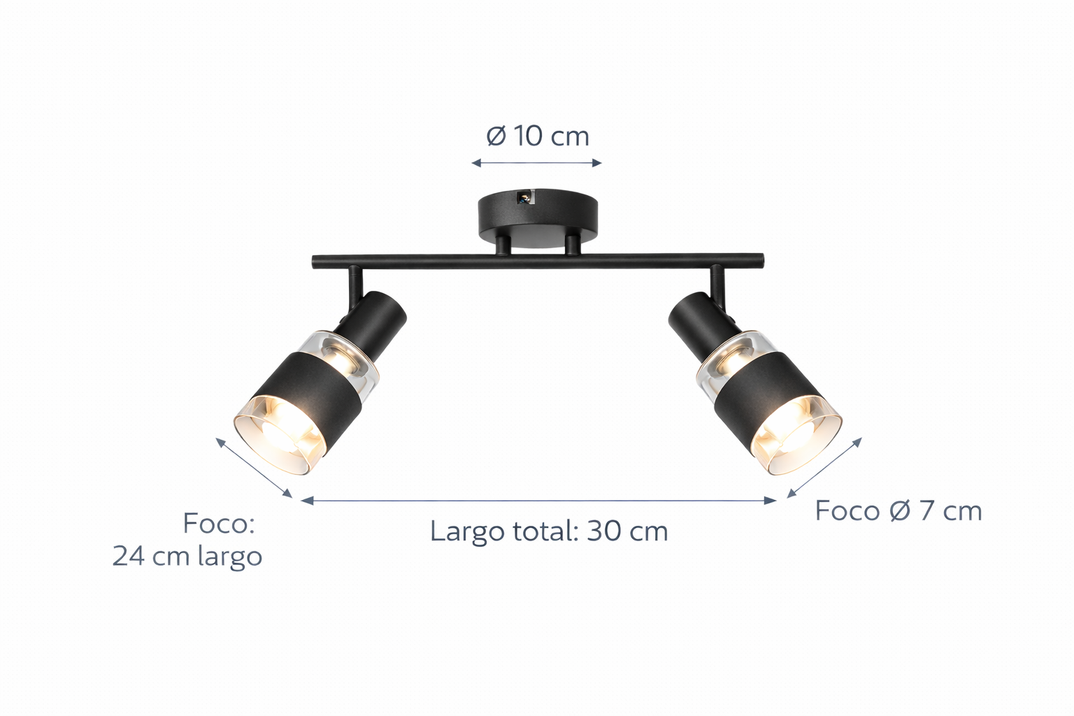 Apliqué Doble Konnergie Negro 2 Luces E14 Orientable-5