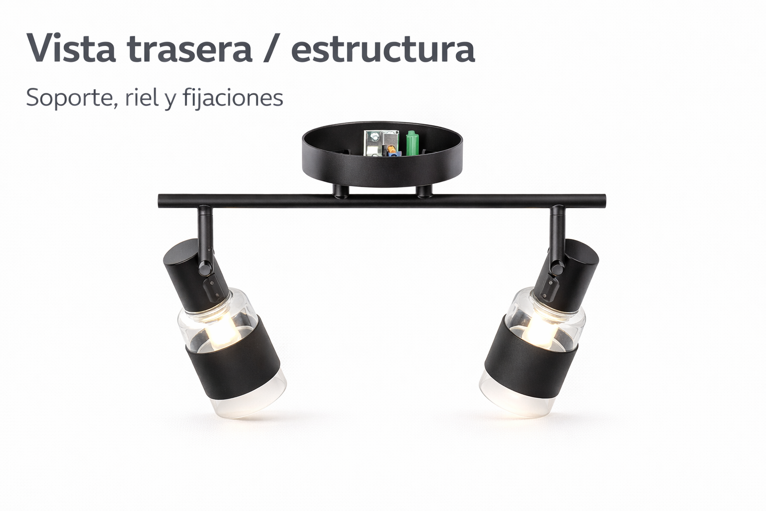 Apliqué Doble Konnergie Negro 2 Luces E14 Orientable-6
