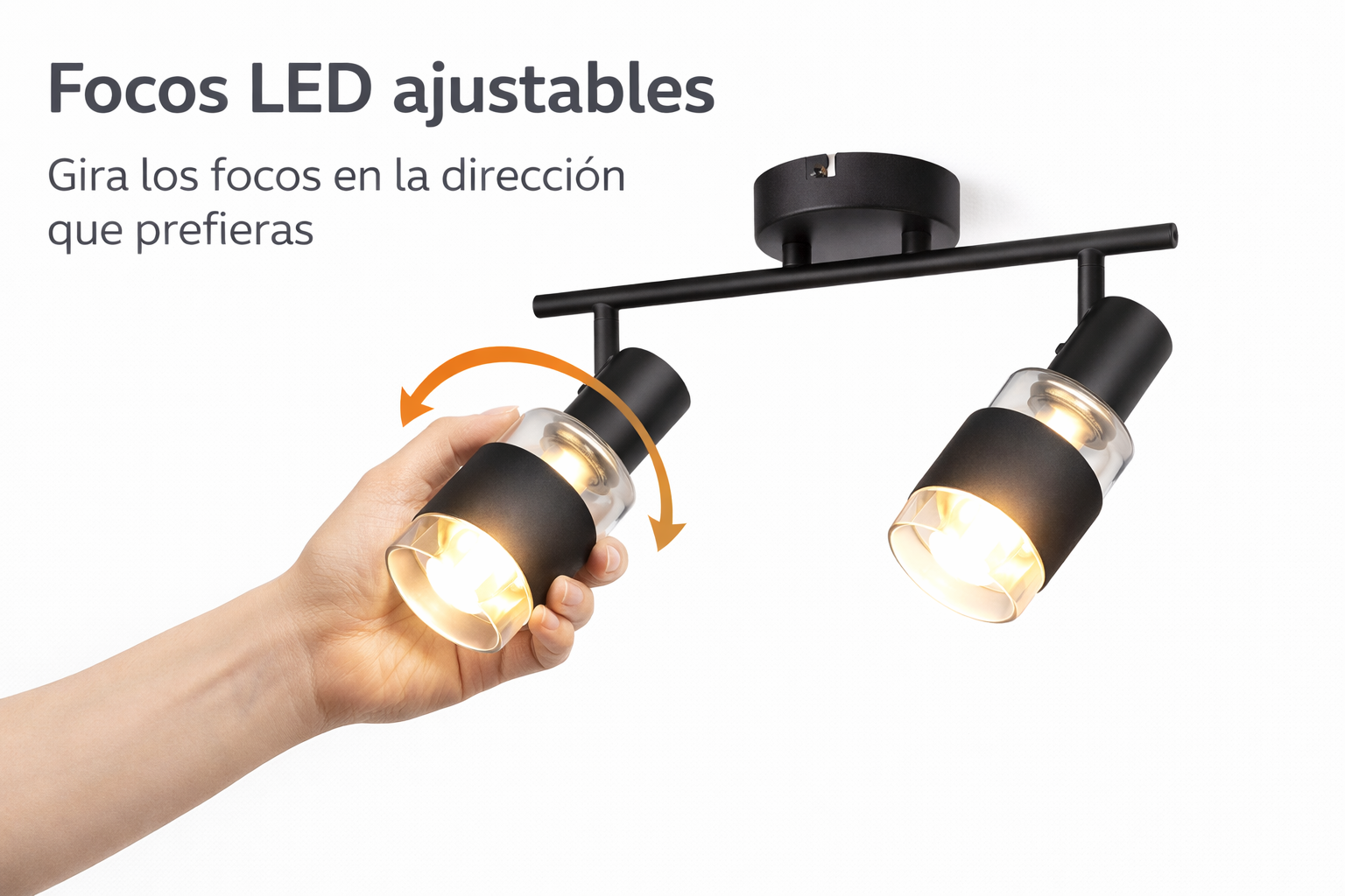 Apliqué Doble Konnergie Negro 2 Luces E14 Orientable-7