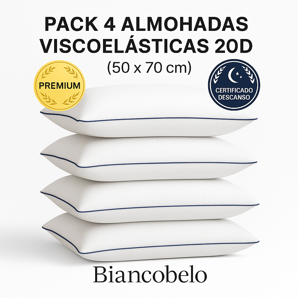 set 4 almohadas viscoelasticas cervical 50x70 Premiun-1