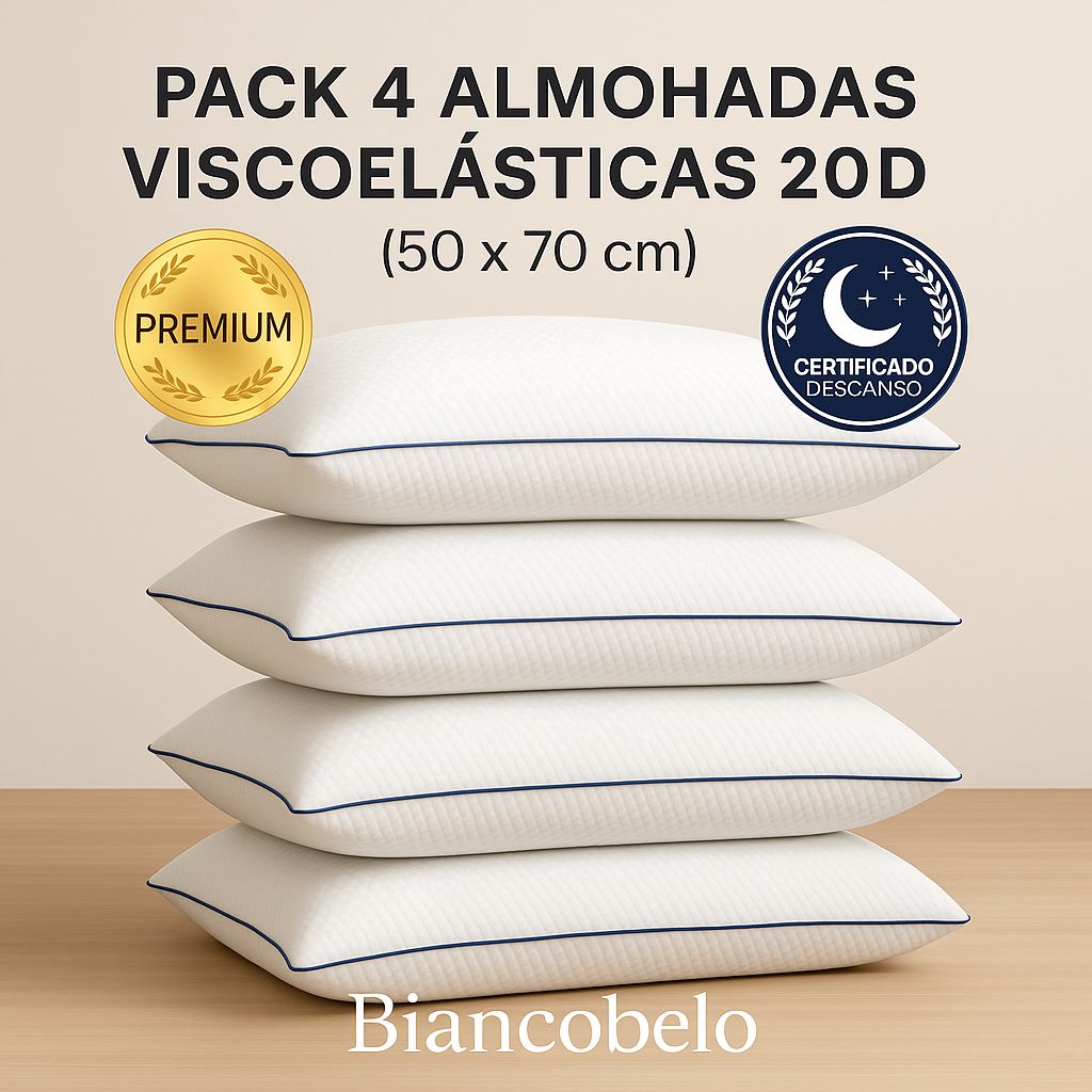 set 4 almohadas viscoelasticas cervical 50x70 Premiun-2