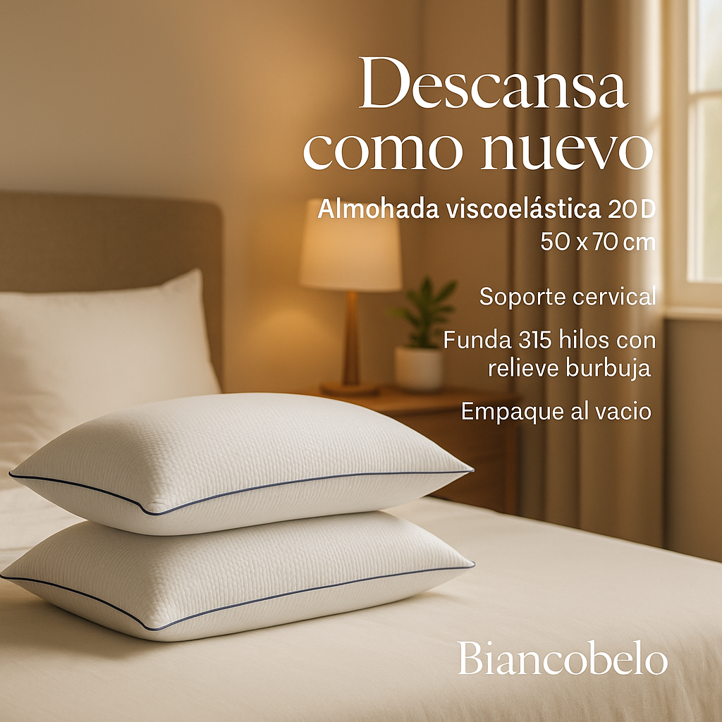 set 4 almohadas viscoelasticas cervical 50x70 Premiun-4