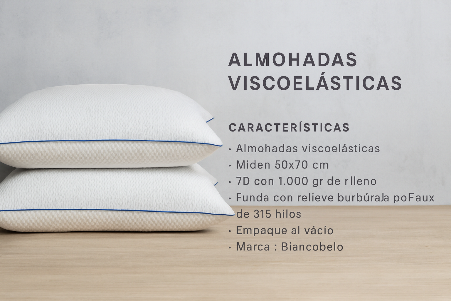 set 4 almohadas viscoelasticas cervical 50x70 Premiun-7