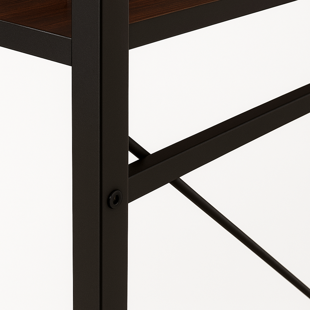 Escritorio Industrial Caoba – MDF Alta Densidad y Estructura Negra-3