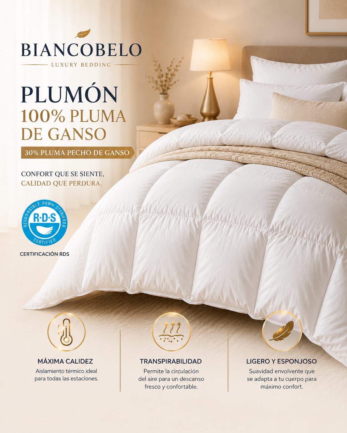 Plumon king Invierno Premium 90% pluma de pecho ganso -2