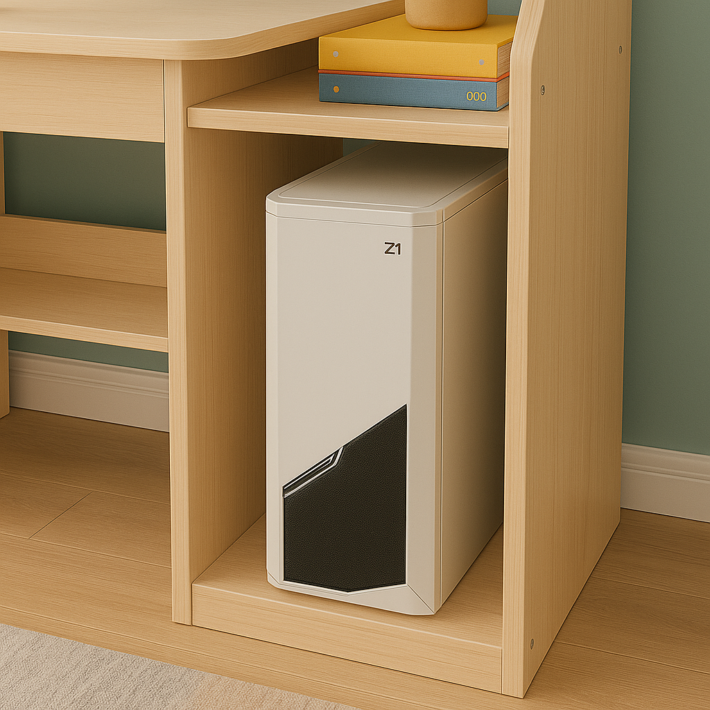 Mesa de Trabajo – Madera Clara, Estructura Negra y 3 Cajones Amplios-4