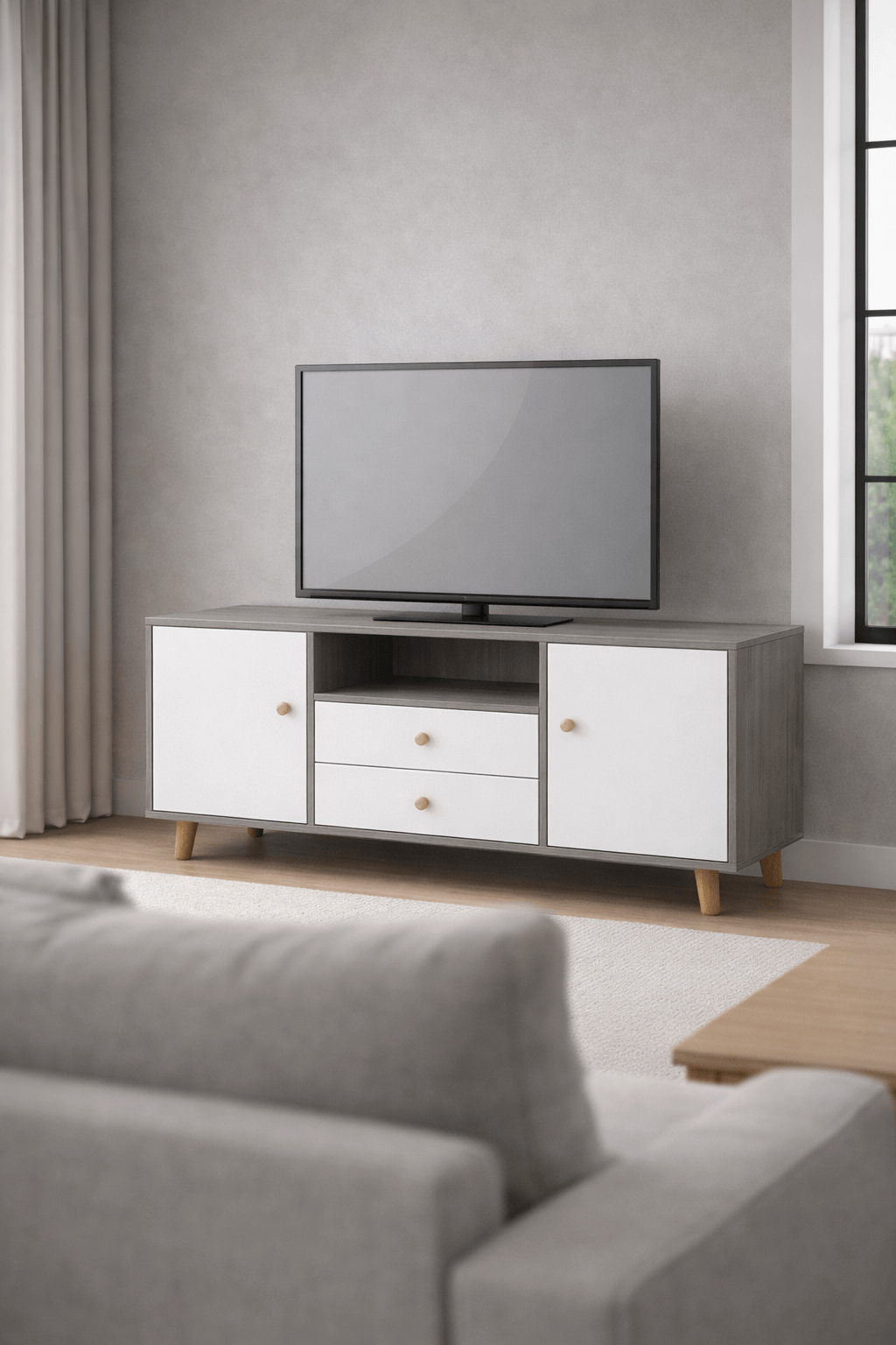 Mueble TV 120x30x60 Terra Nova Con Puertas y Cajones-2