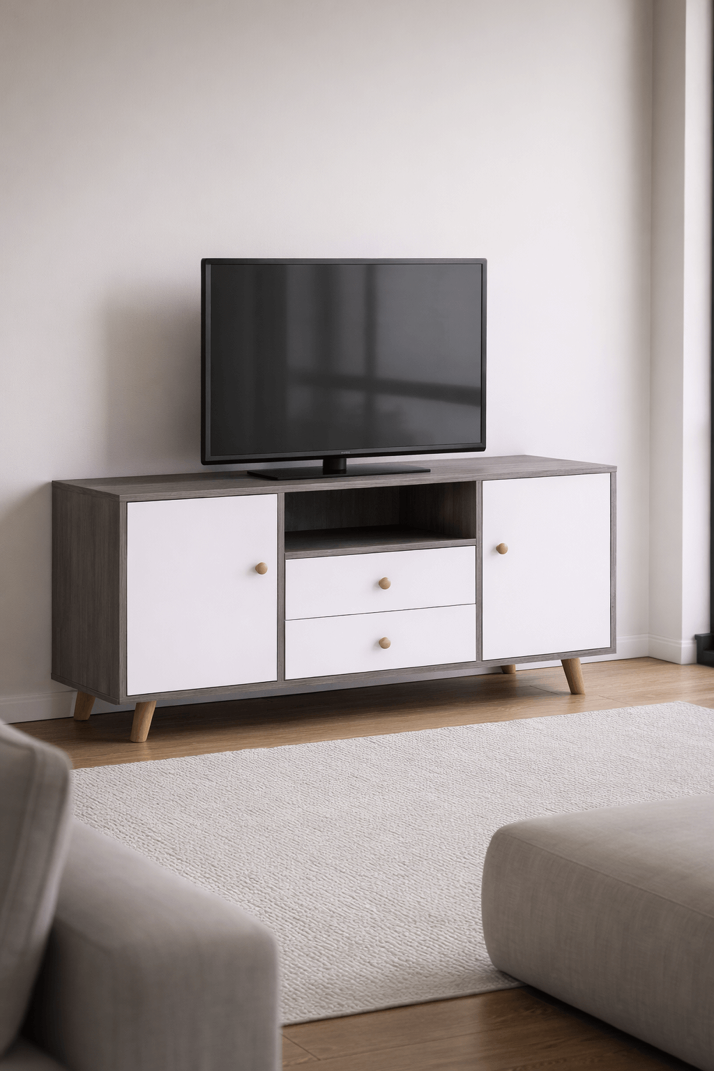 Mueble TV 120x30x60 Terra Nova Con Puertas y Cajones-4