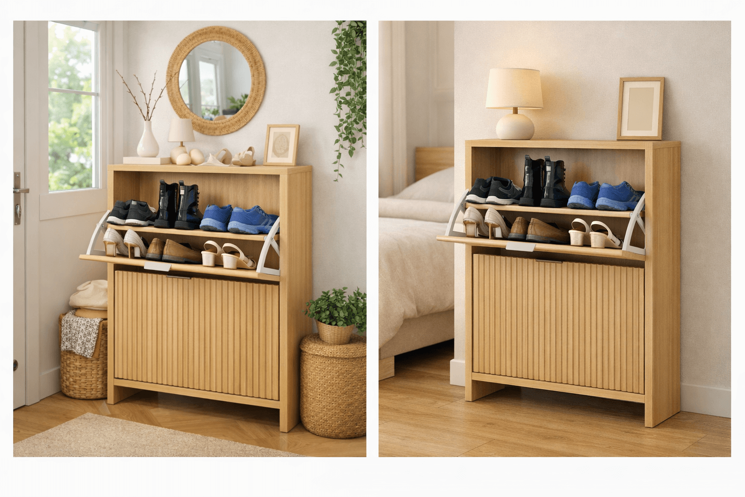 Organizador de Zapatos 60x25x92 cm Madera Clara Sistema Abatible-4