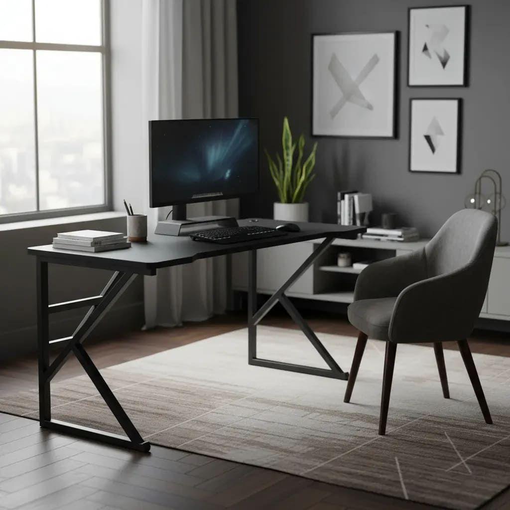 Escritorio Gamer Black Fx Para Pc Amplio Resistente Diseño Negro-2