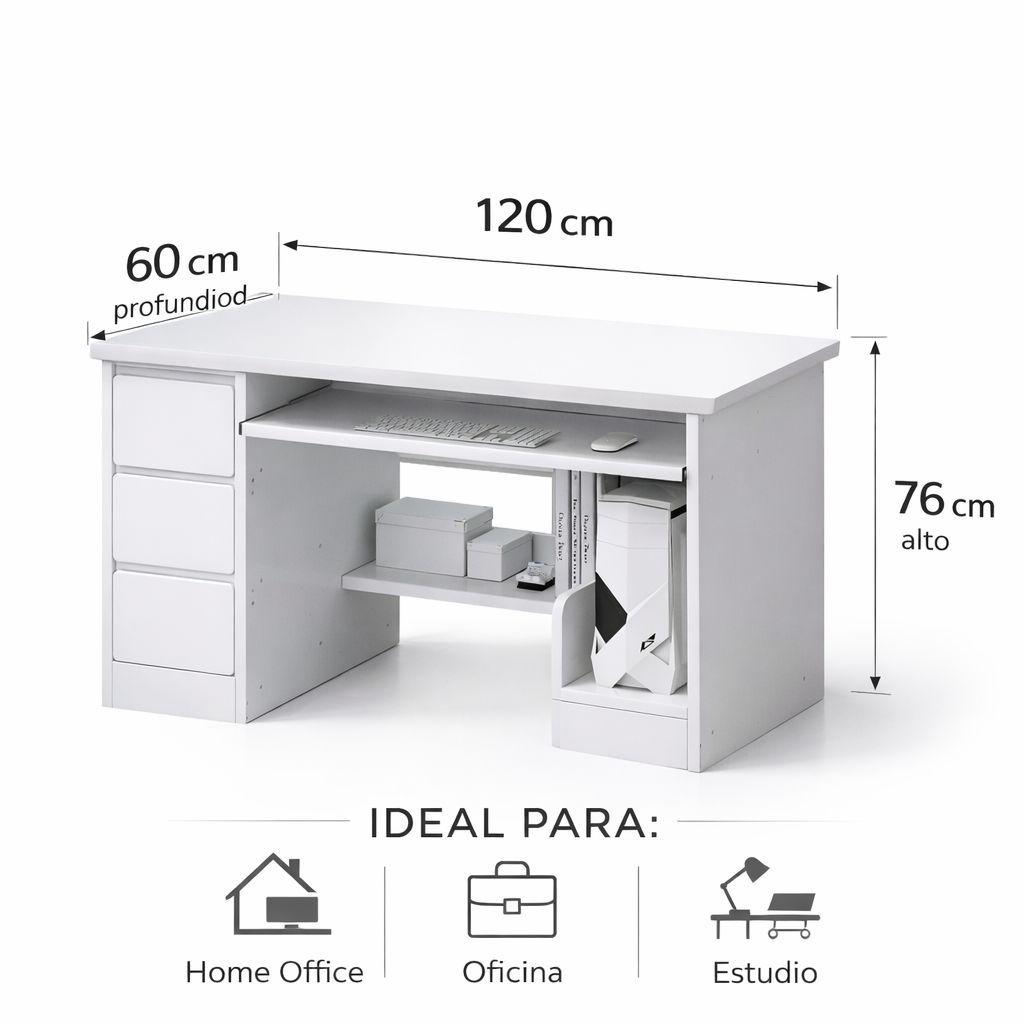 Escritorio Blanco 120 Cm Para Home Office-6