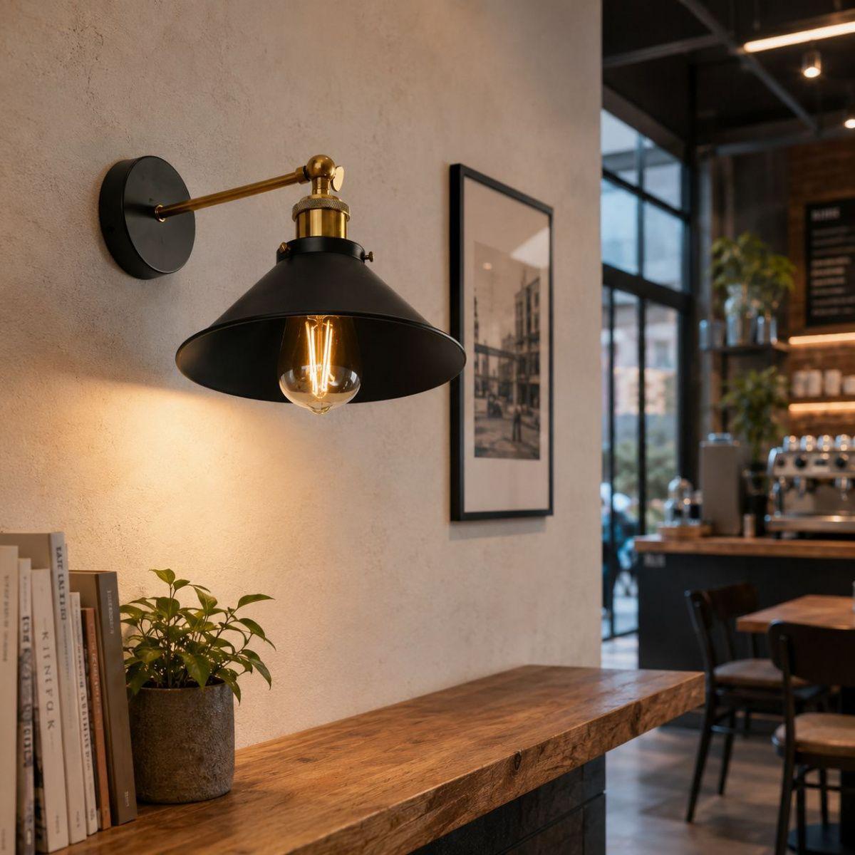 Aplique Bronce con Pantalla Negra E27 Konnergie para Muro o Techo Interior-9
