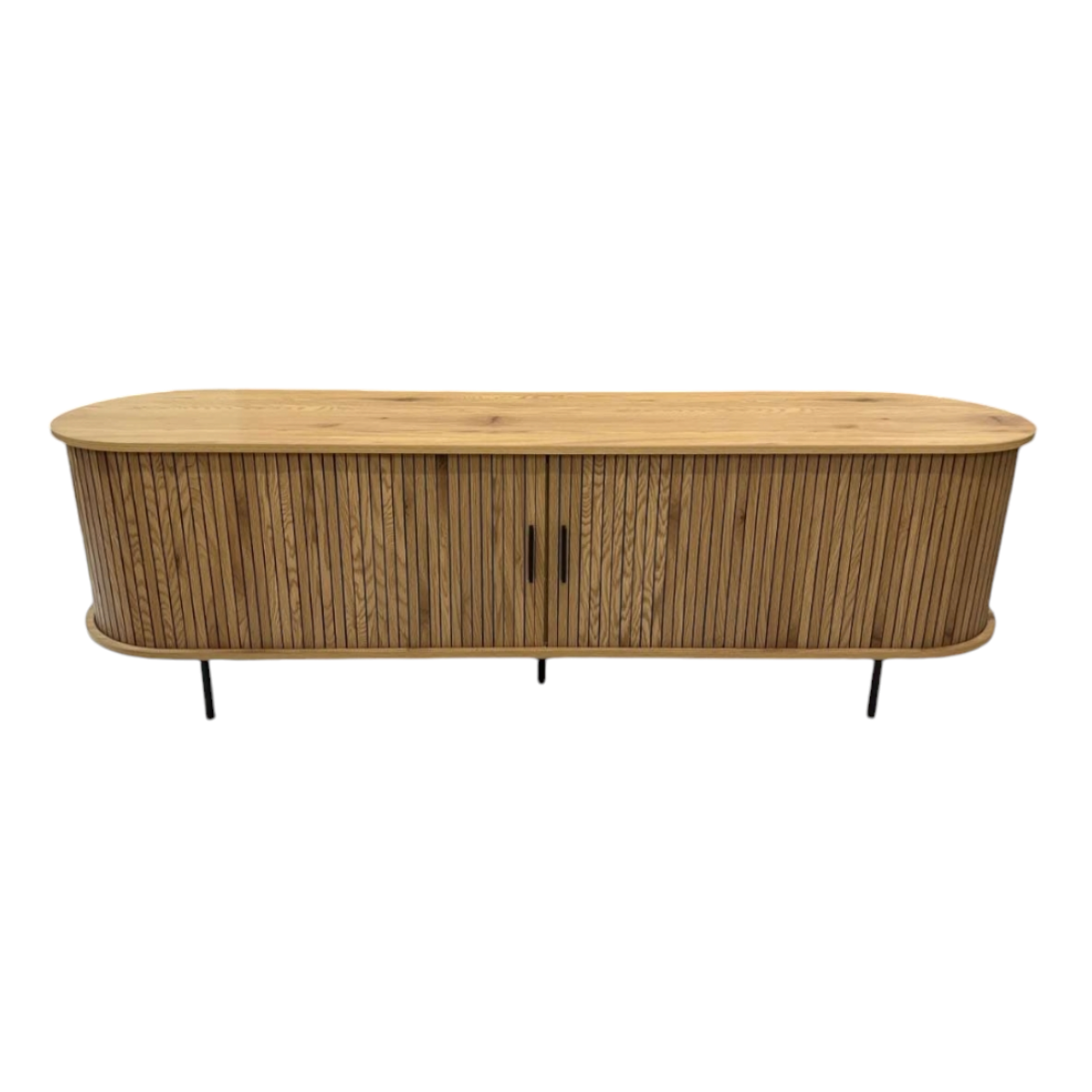 Rack de tv Oslo puerta corrediza color madera hasta 70°-1