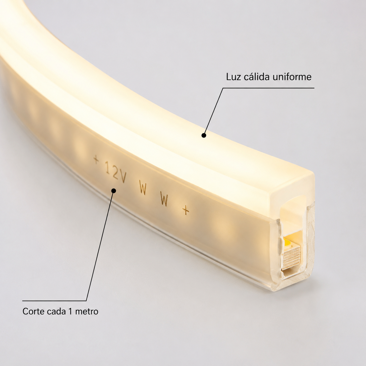 Cinta Neón LED Cálida 100 LED/m Corte Cada 1 Metro-2