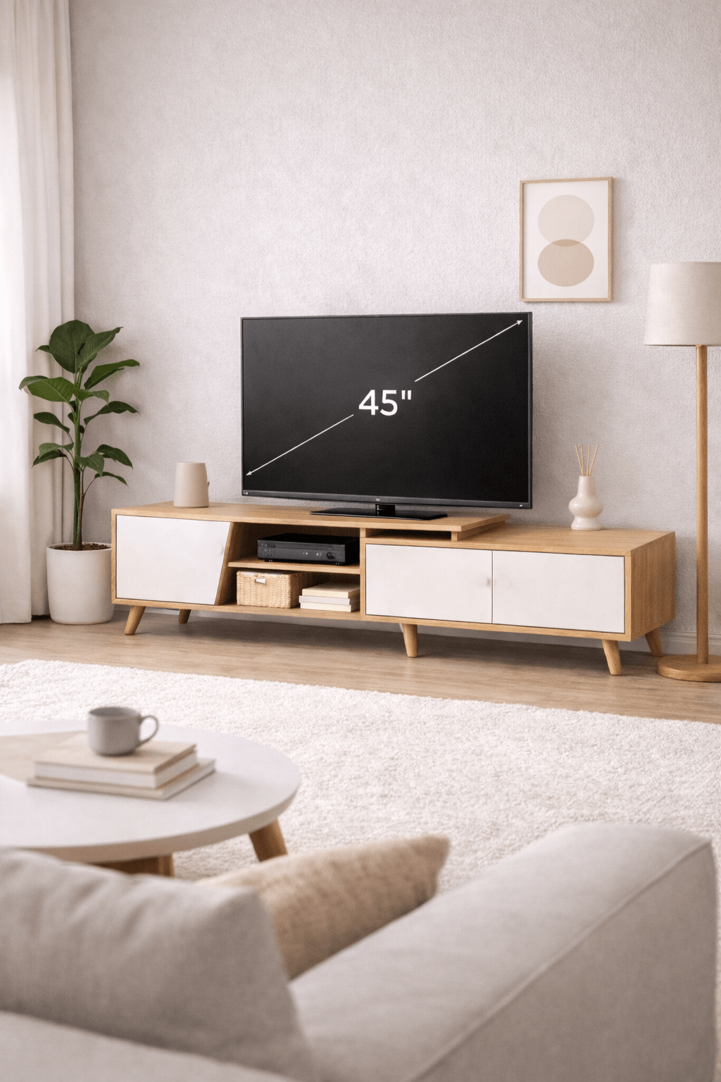 Rack TV Argos Ajustable Madera Clara 120+80x30x43 cm-0