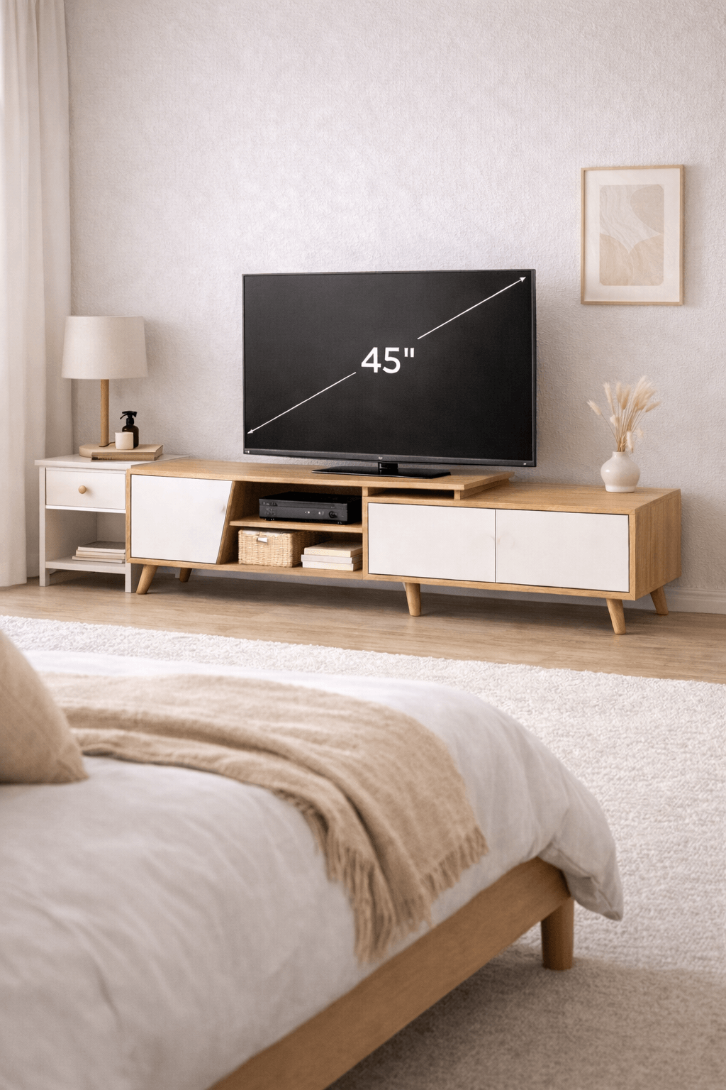 Rack TV Argos Ajustable Madera Clara 120+80x30x43 cm-1