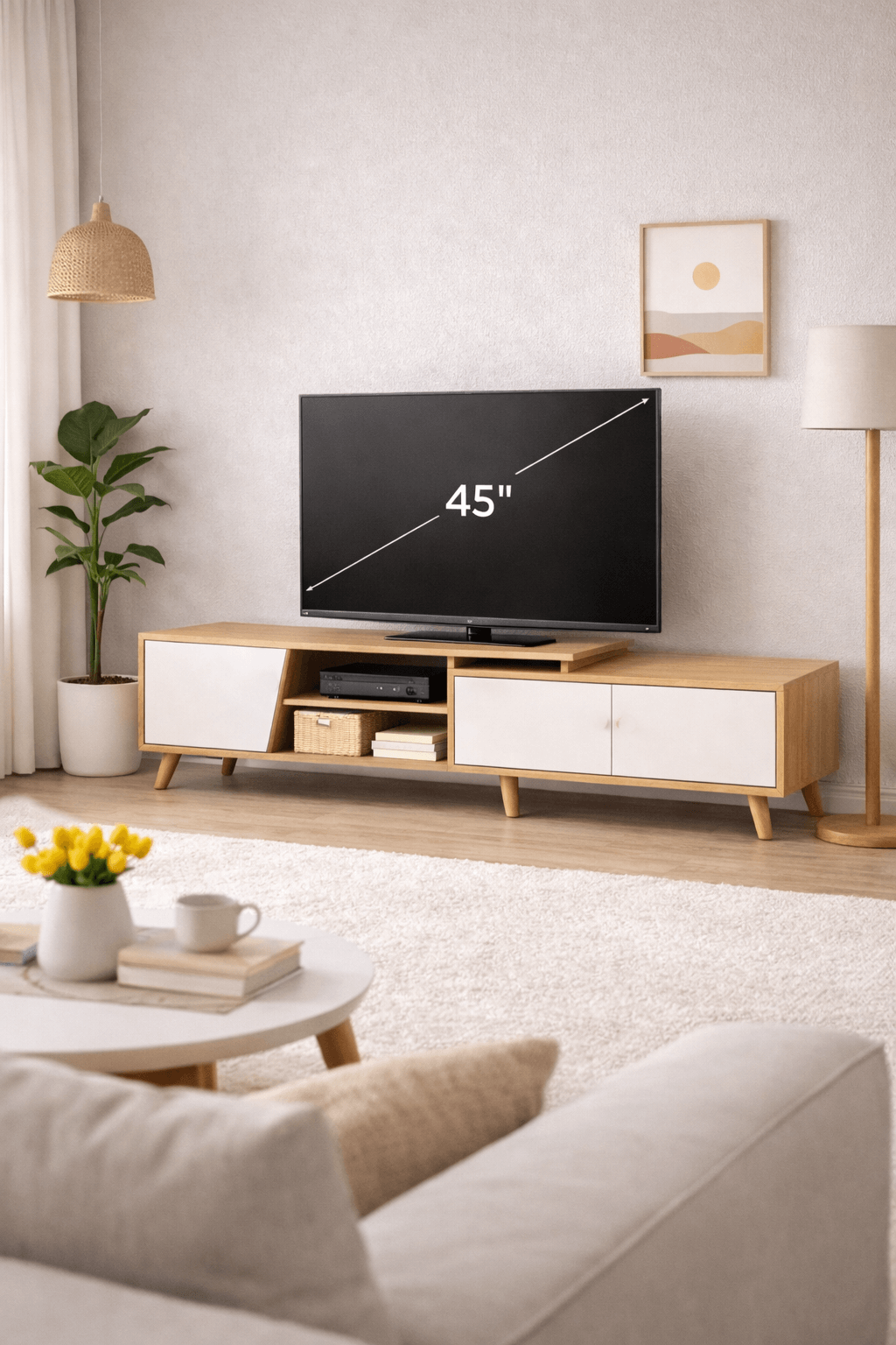 Rack TV Argos Ajustable Madera Clara 120+80x30x43 cm-2