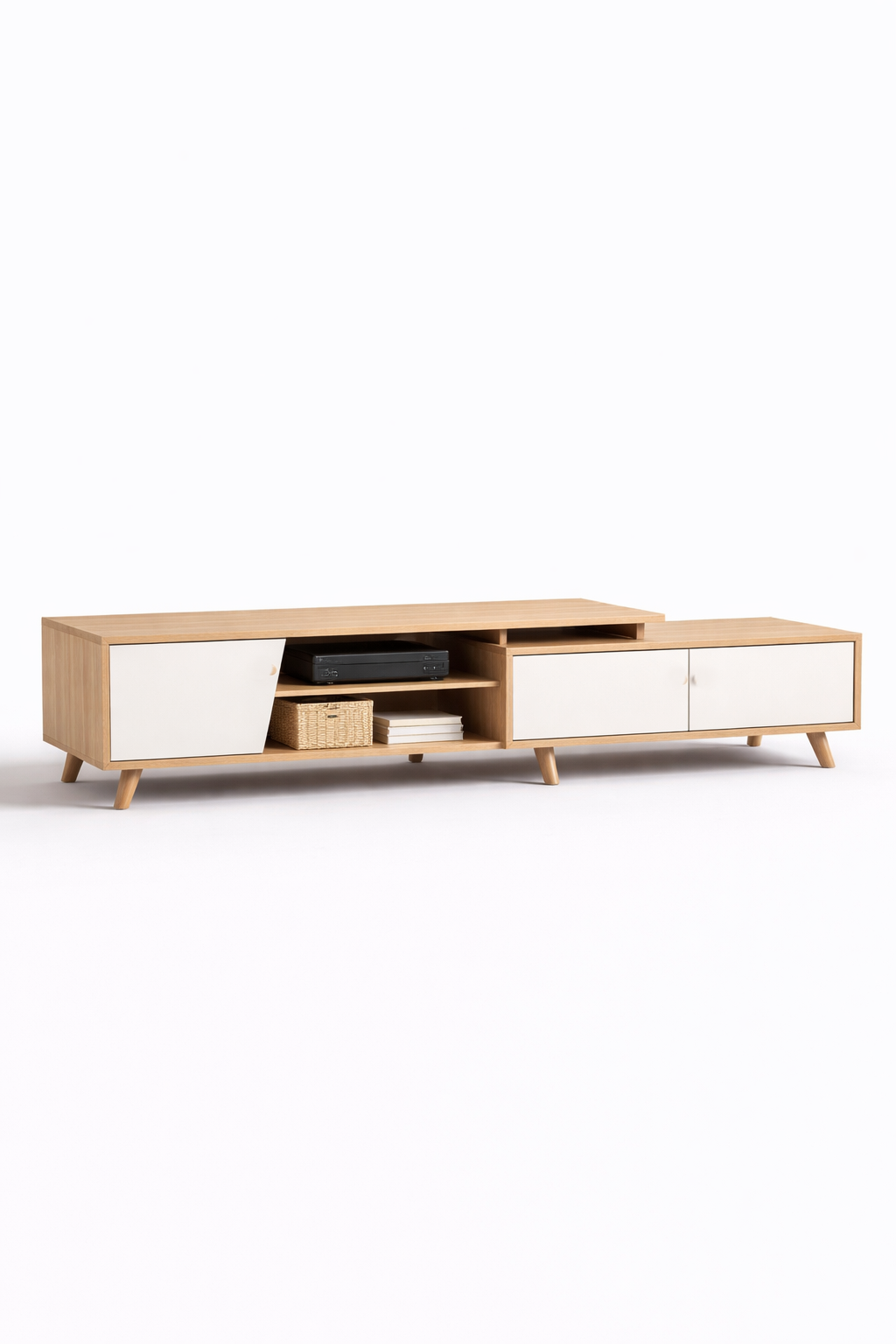 Rack TV Argos Ajustable Madera Clara 120+80x30x43 cm-3
