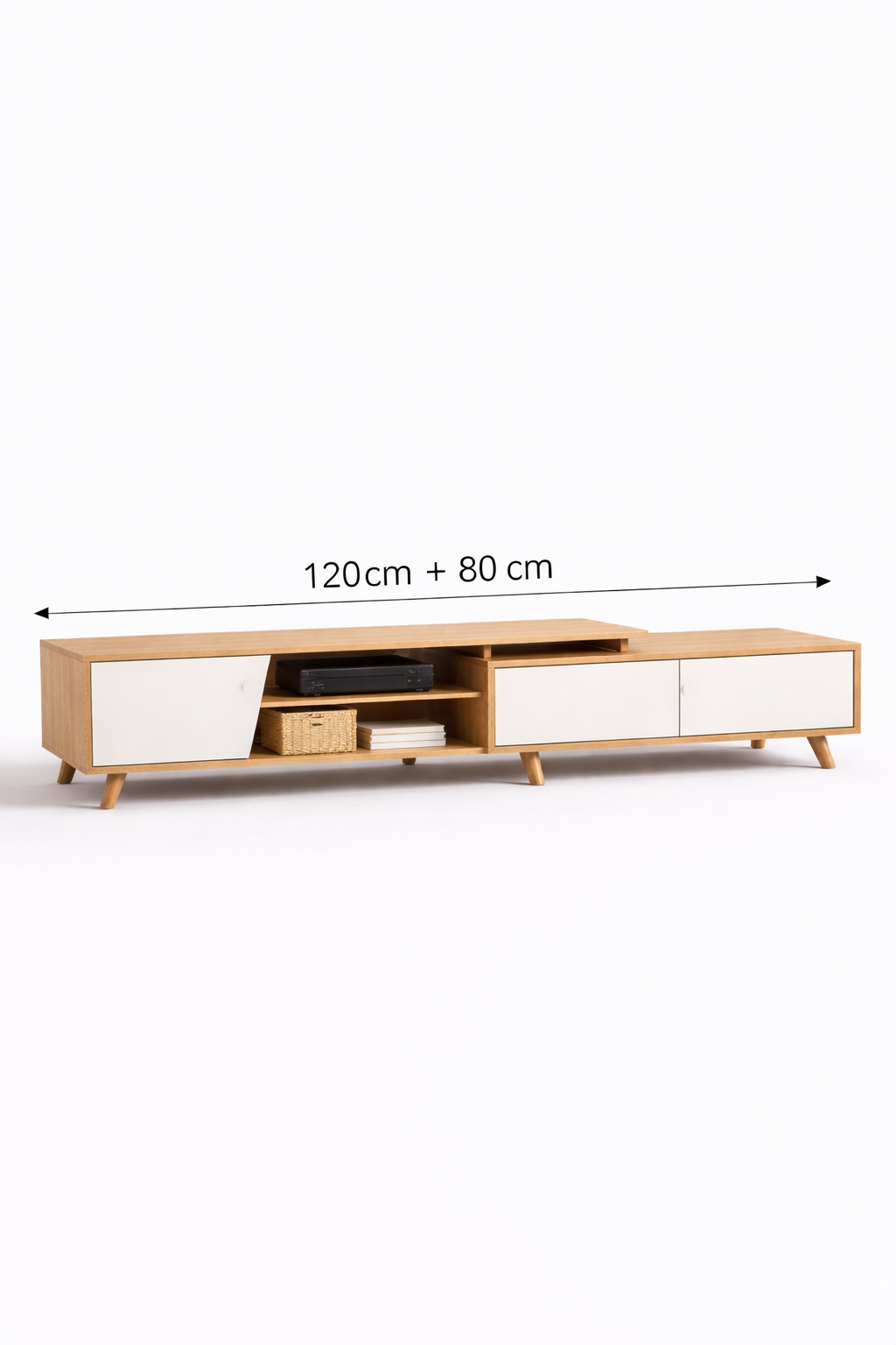Rack TV Argos Ajustable Madera Clara 120+80x30x43 cm-4
