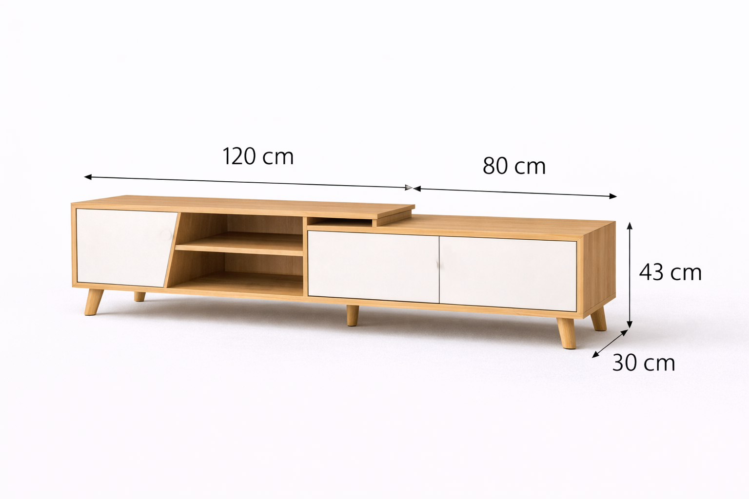 Rack TV Argos Ajustable Madera Clara 120+80x30x43 cm-5