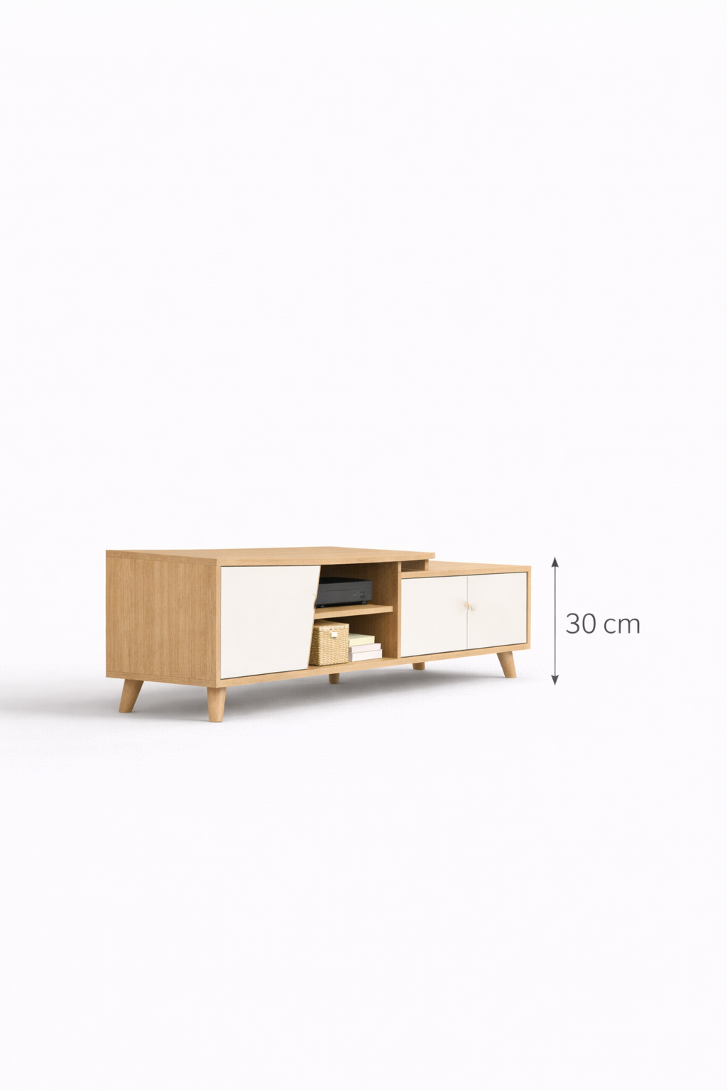 Rack TV Argos Ajustable Madera Clara 120+80x30x43 cm-6